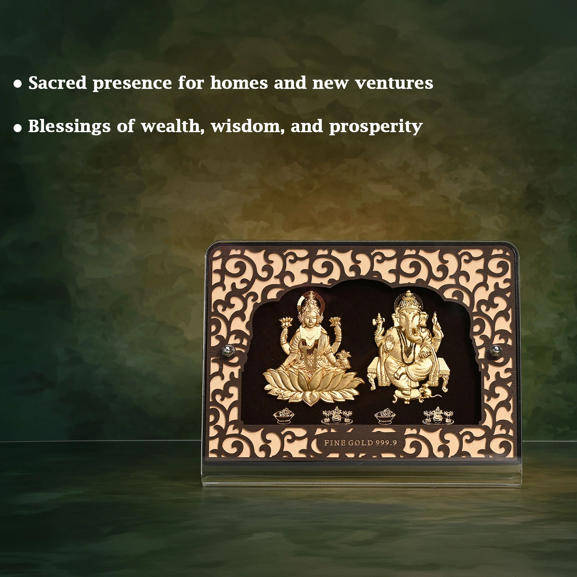 24K Gold Foil Lakshmi Ganesh Frame - Image 2