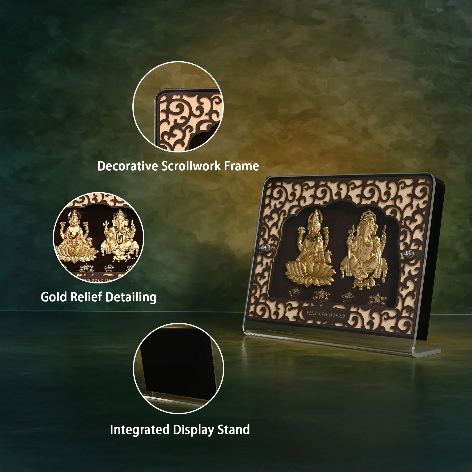 24K Gold Foil Lakshmi Ganesh Frame - Image 3