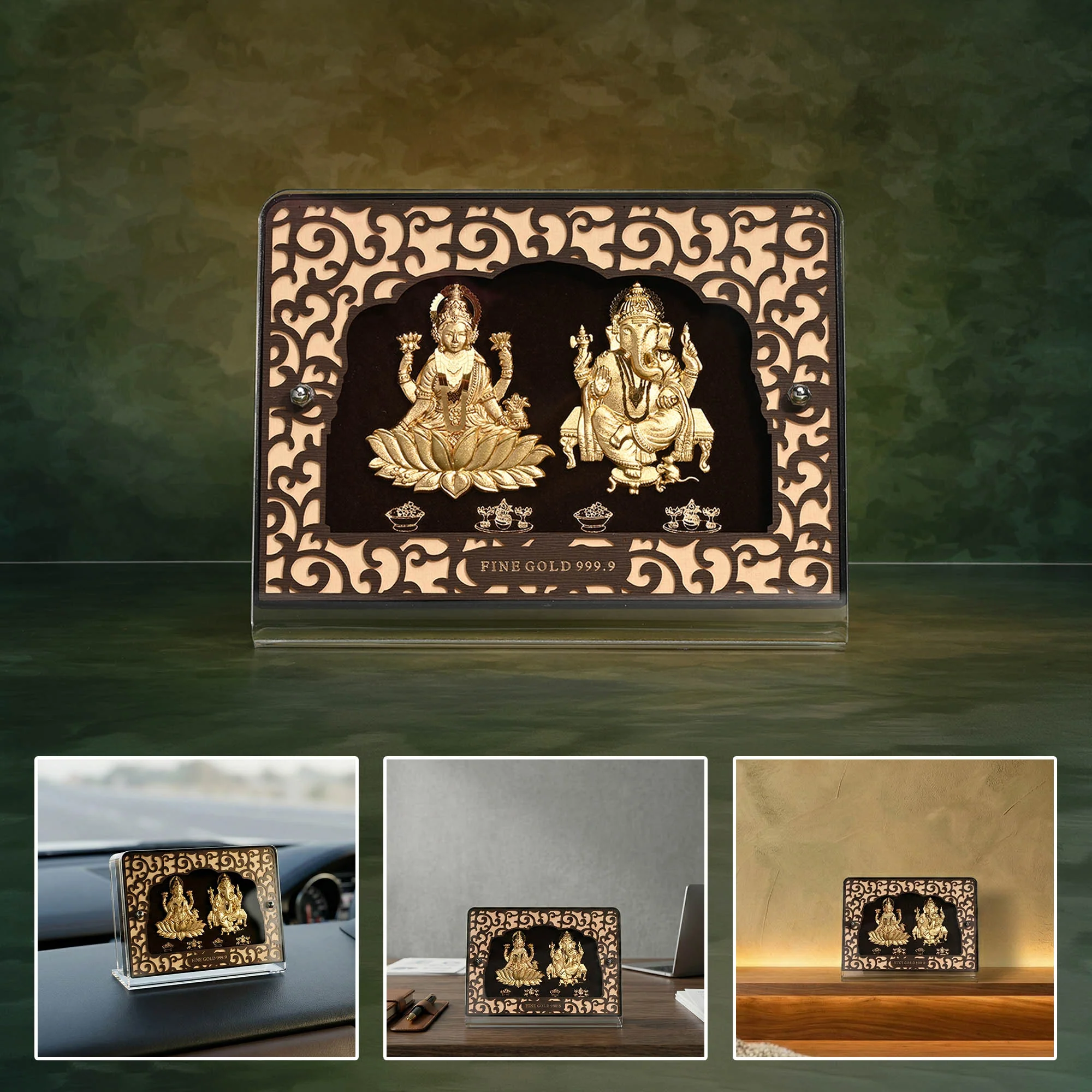 24K Gold Foil Lakshmi Ganesh Frame - Image 6