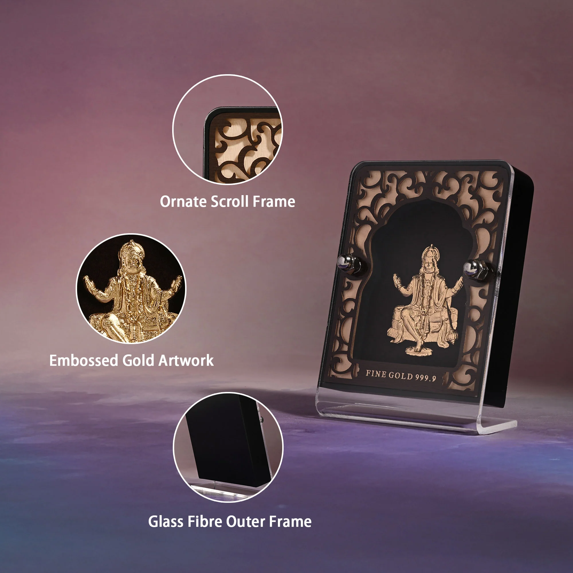 24K Gold Foil Lord Hanuman Frame - Image 3
