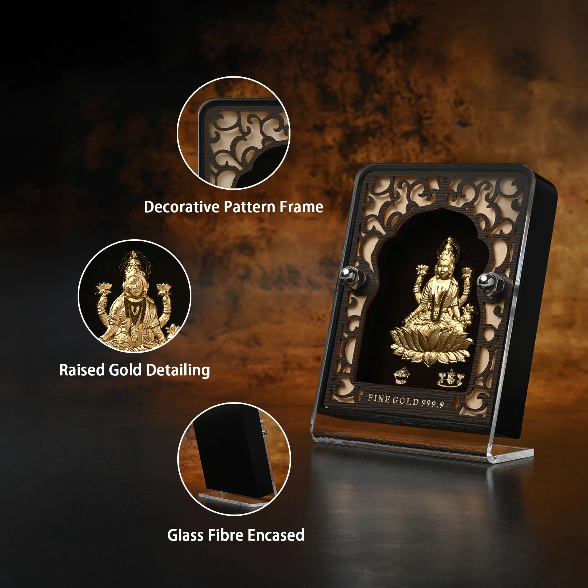 24K Gold Foil Maa Lakshmi Frame - Image 3
