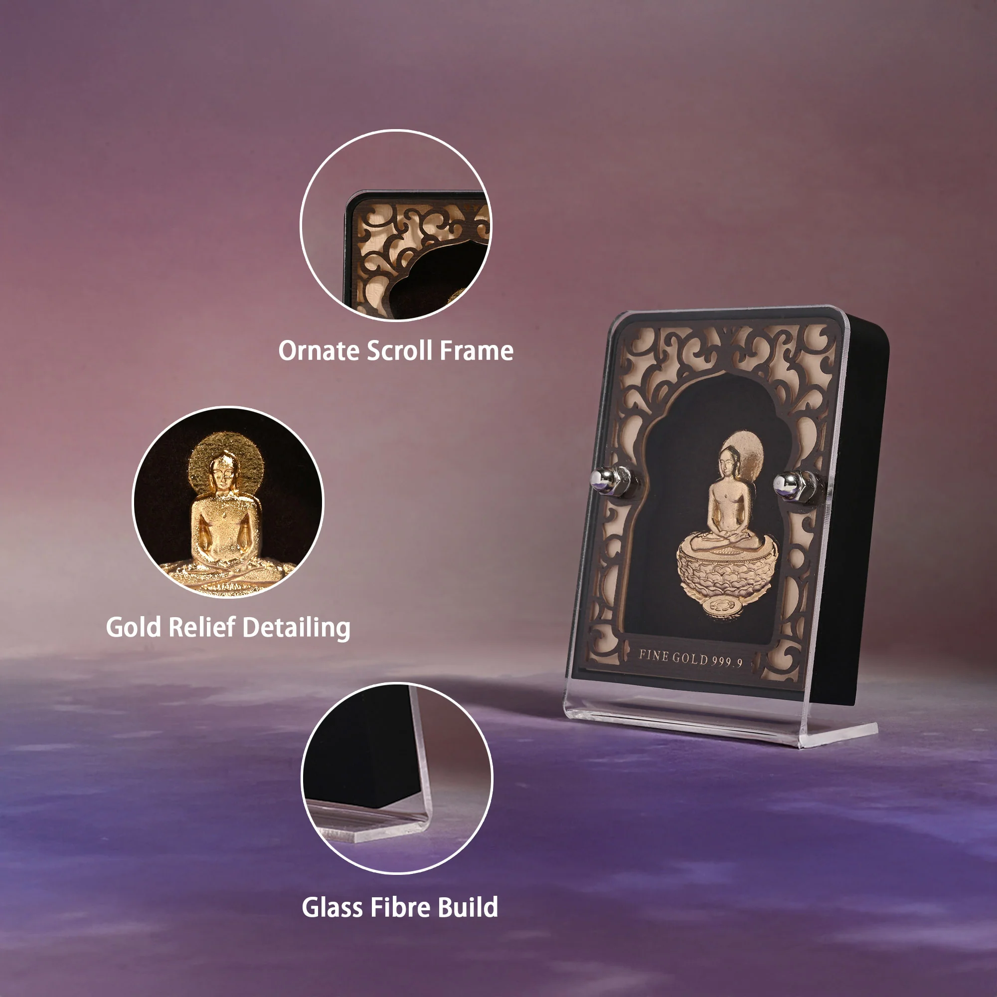 24K Gold Foil Mahavir Swami Frame - Image 3