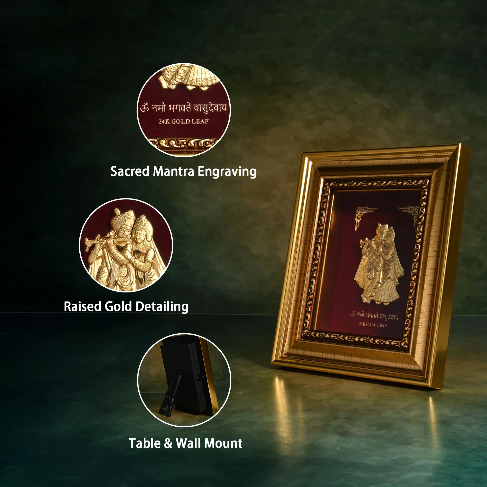 24K Gold Foil Radha Krishna Frame - Image 3