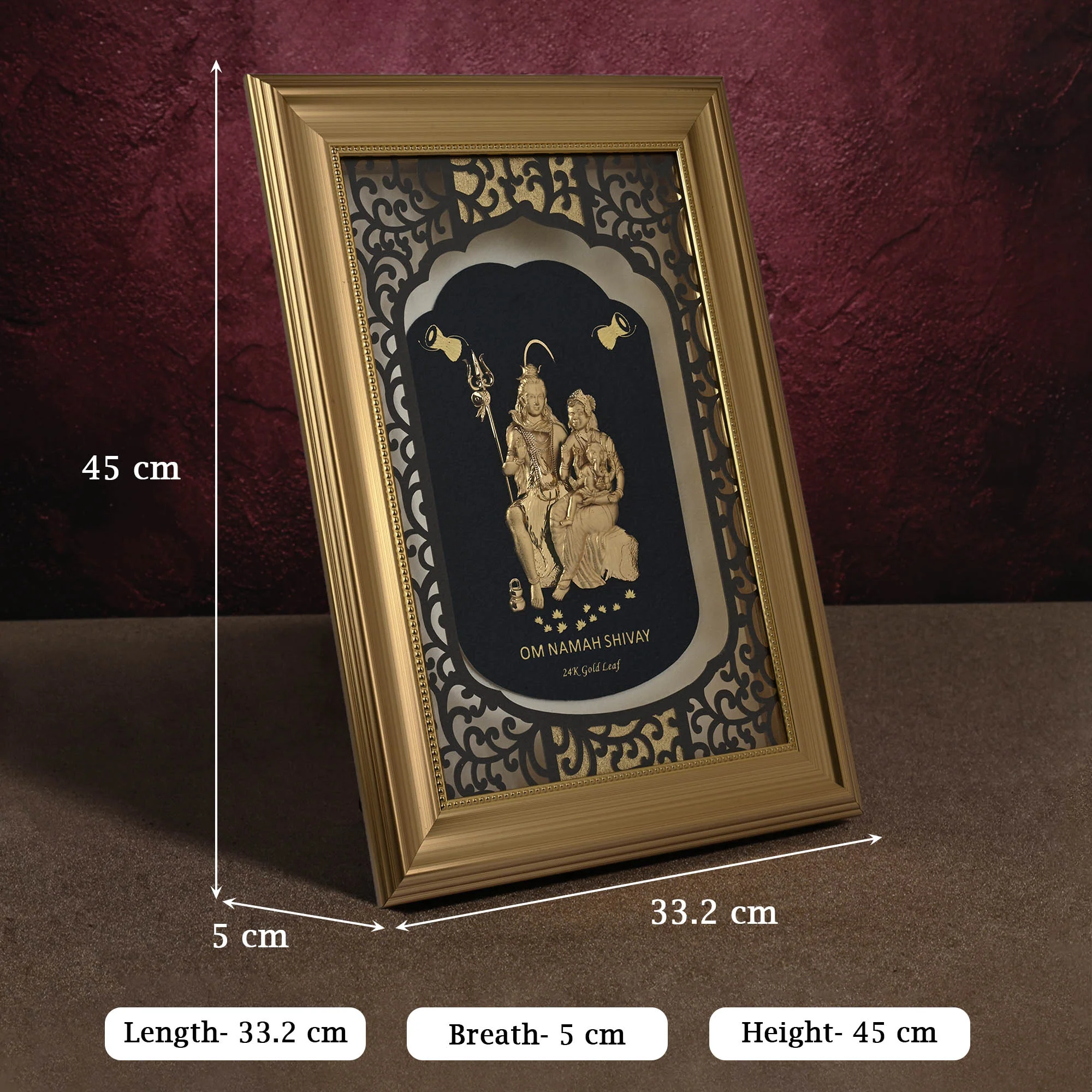 24K Gold Foil Shiv Parivar Frame - Image 5