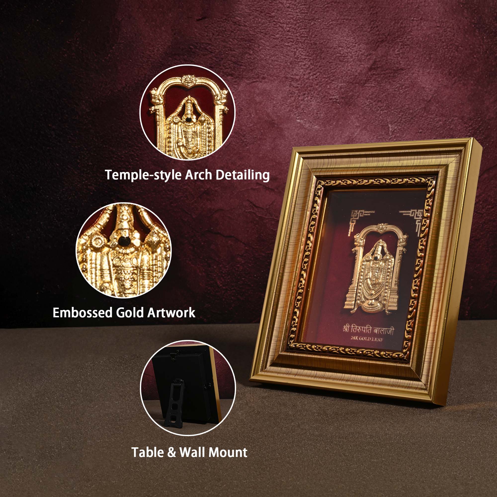 24K Gold Foil Tirupati Balaji Frame - Image 3