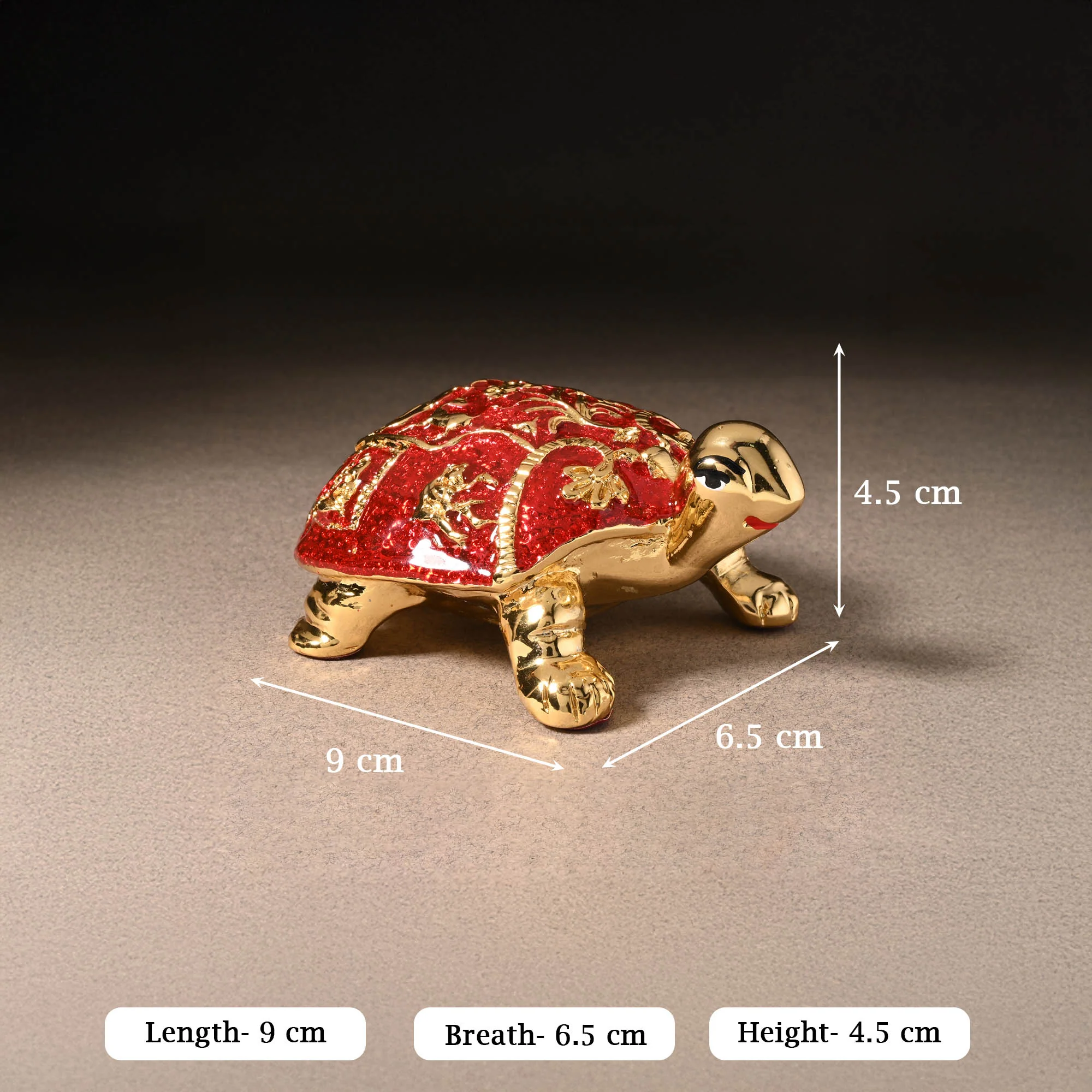 24K Gold Plated Meenakari Turtle - Image 5