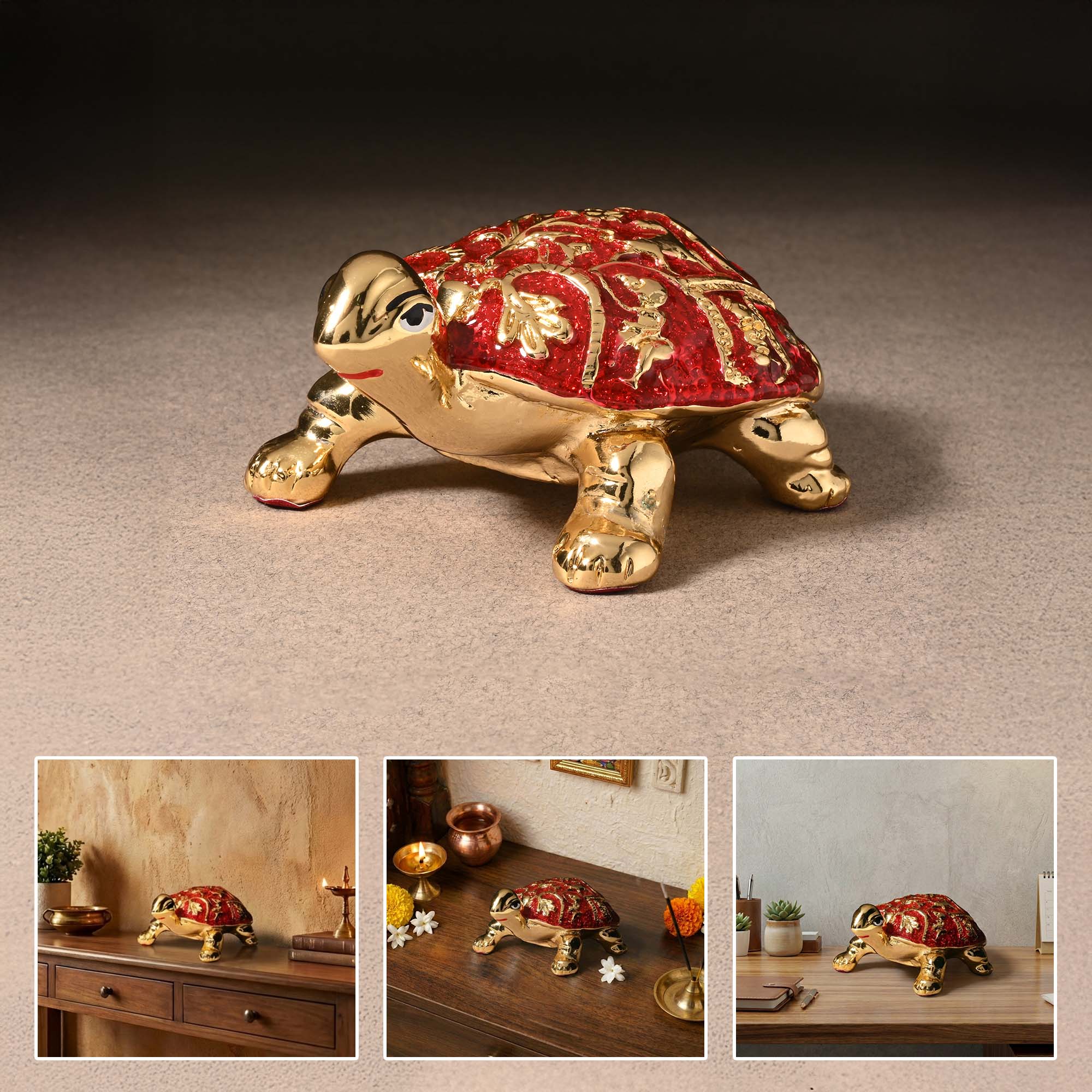 24K Gold Plated Meenakari Turtle - Image 6