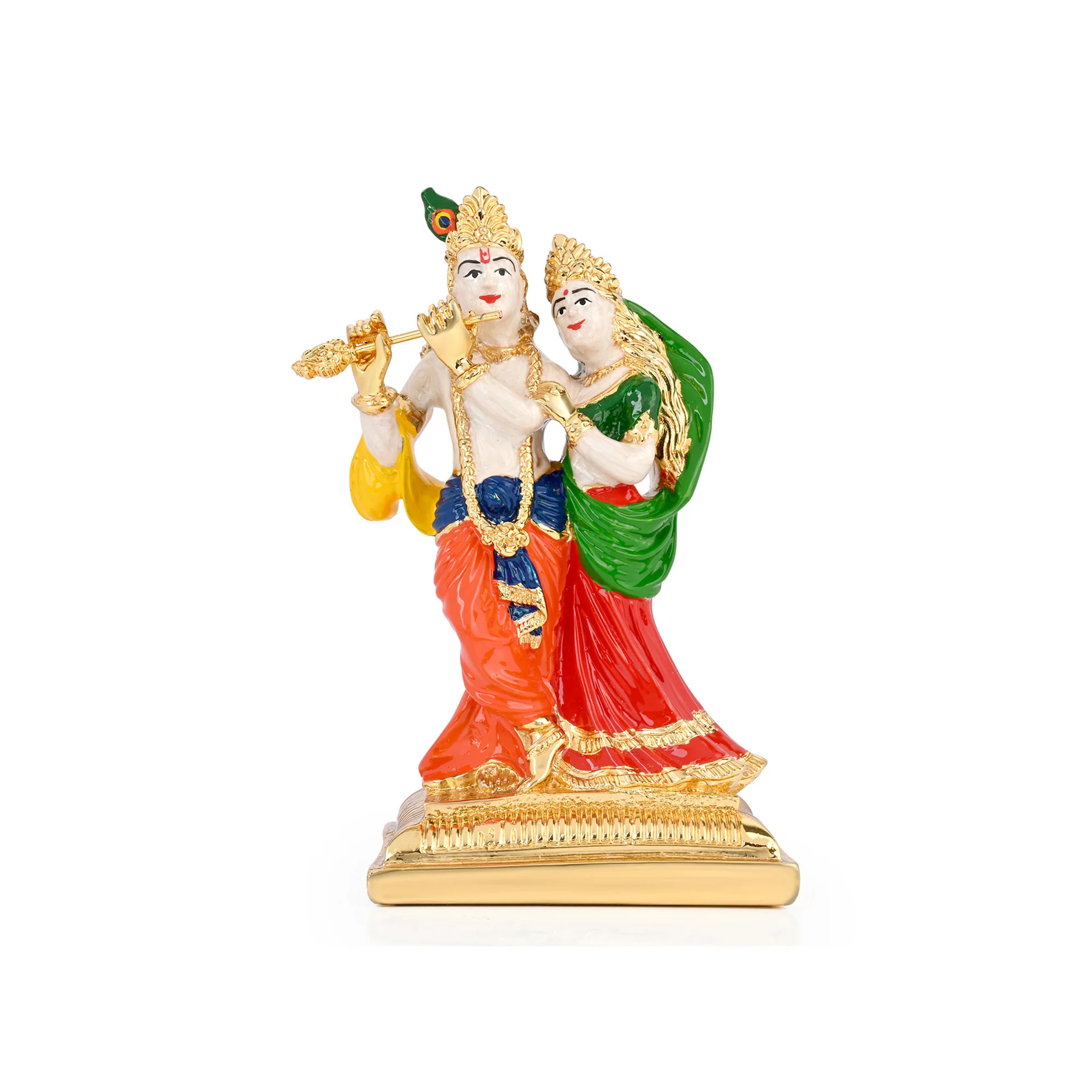 24K Gold Plated Radha Krishna Idol - Image 4