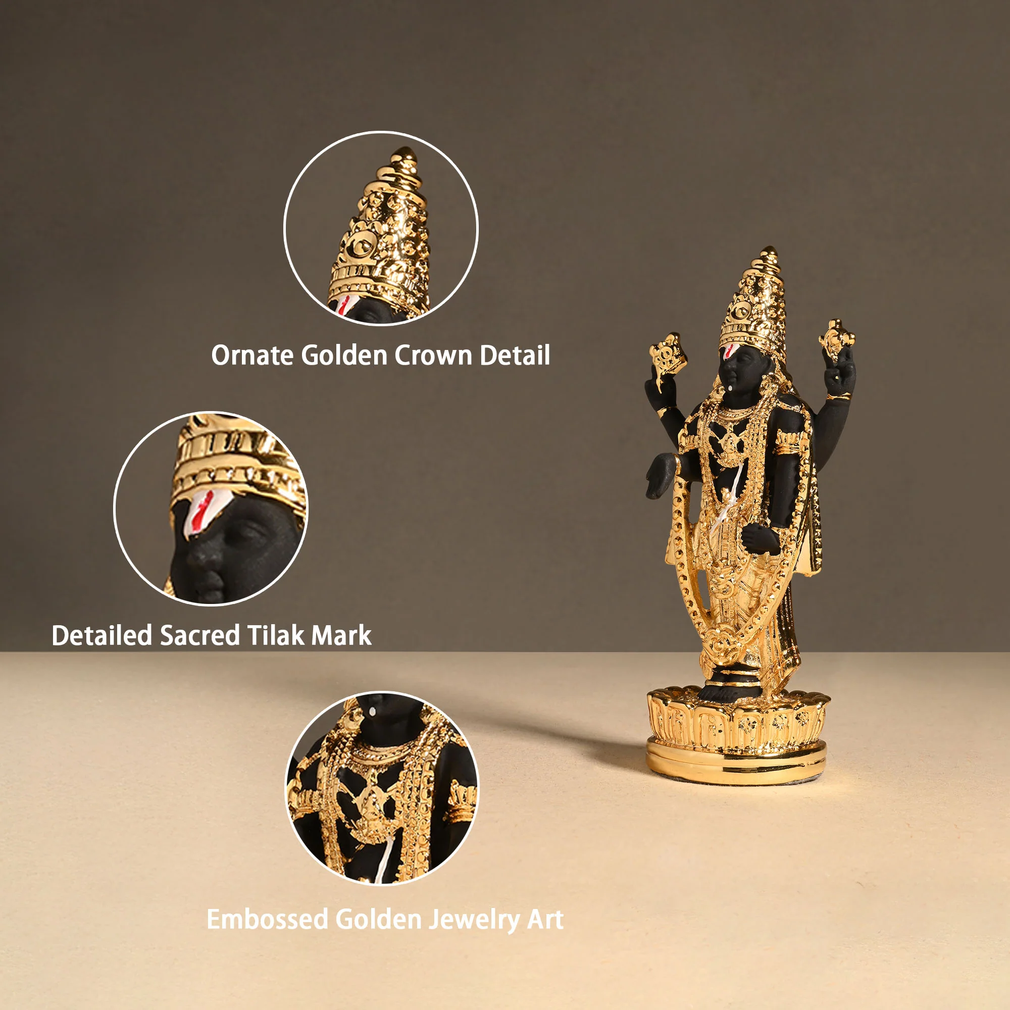 24K Gold Plated Shree Balaji Idol - Image 3
