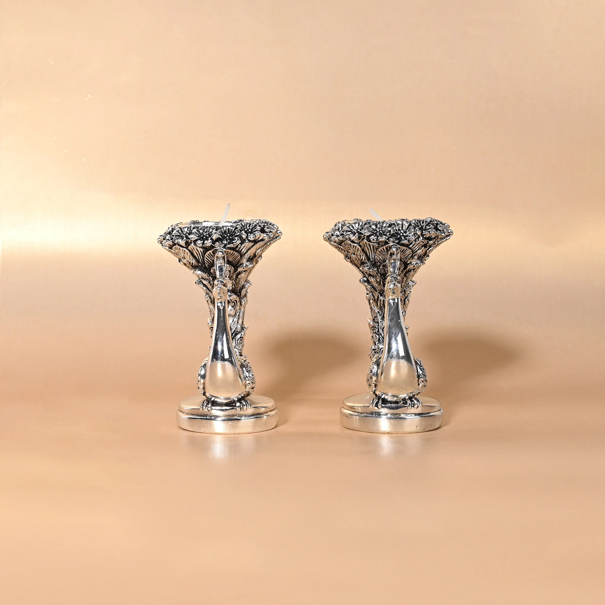999 Silver Designer Peacock Candle Holder - Image 4
