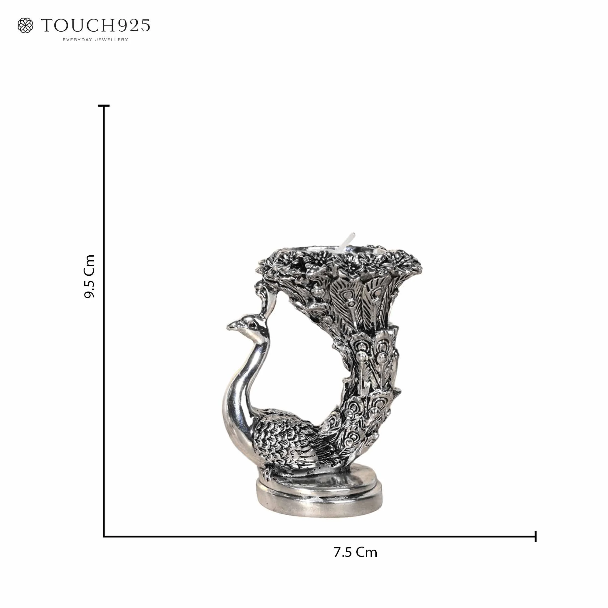 999 Silver Designer Peacock Candle Holder - Image 6