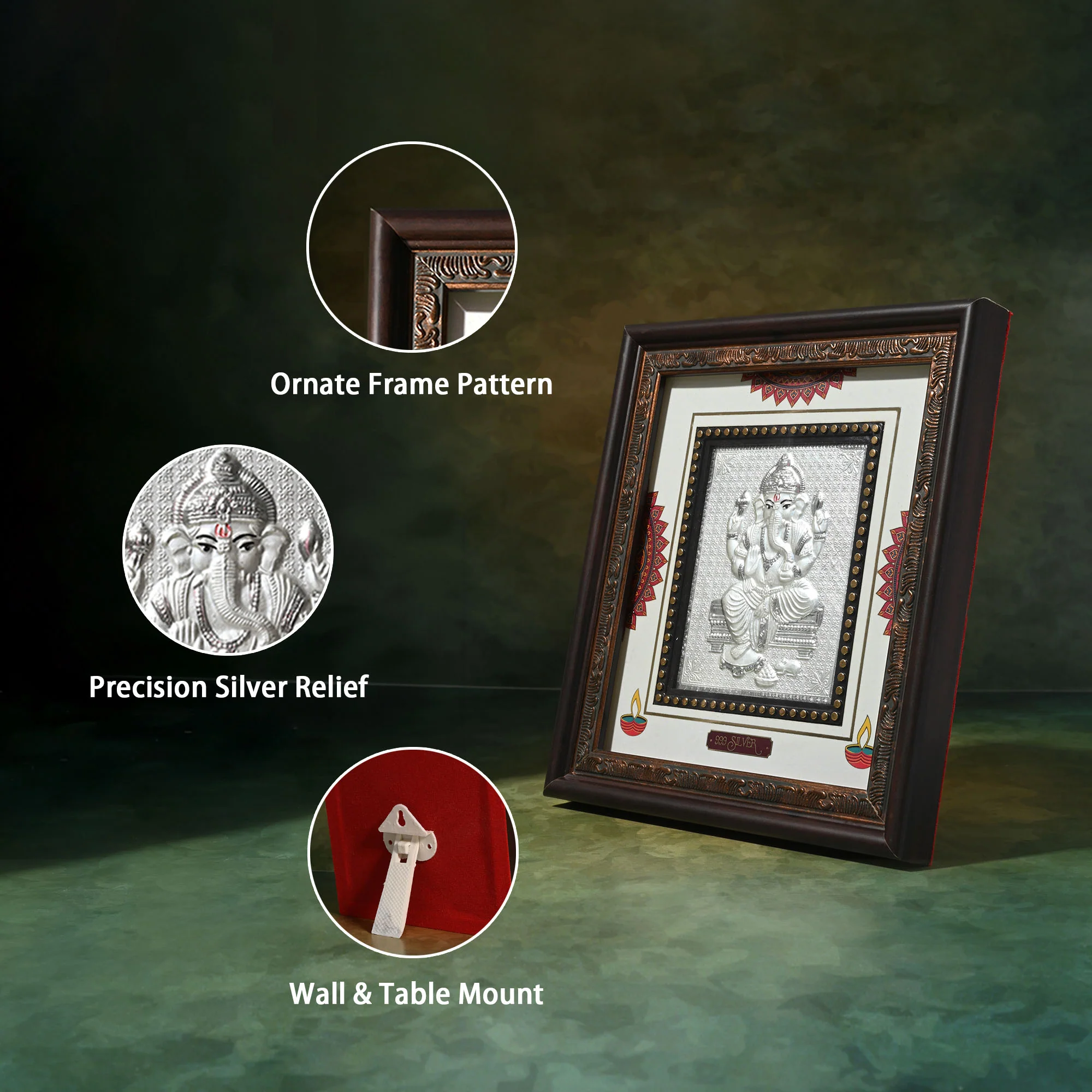 999 Silver Ganesh Decor Frame - Image 3