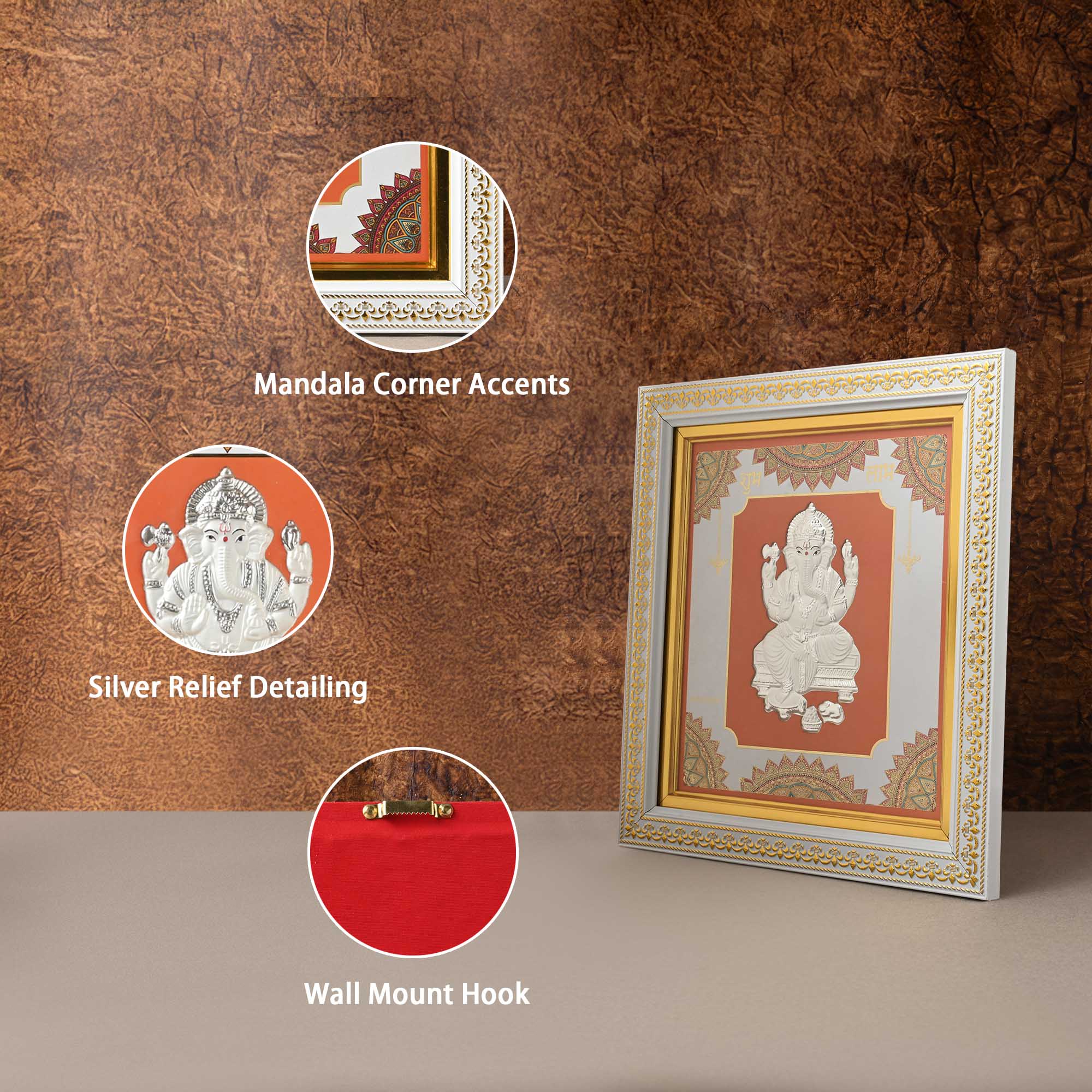 999 Silver Ganesh Wall Frame - Image 3