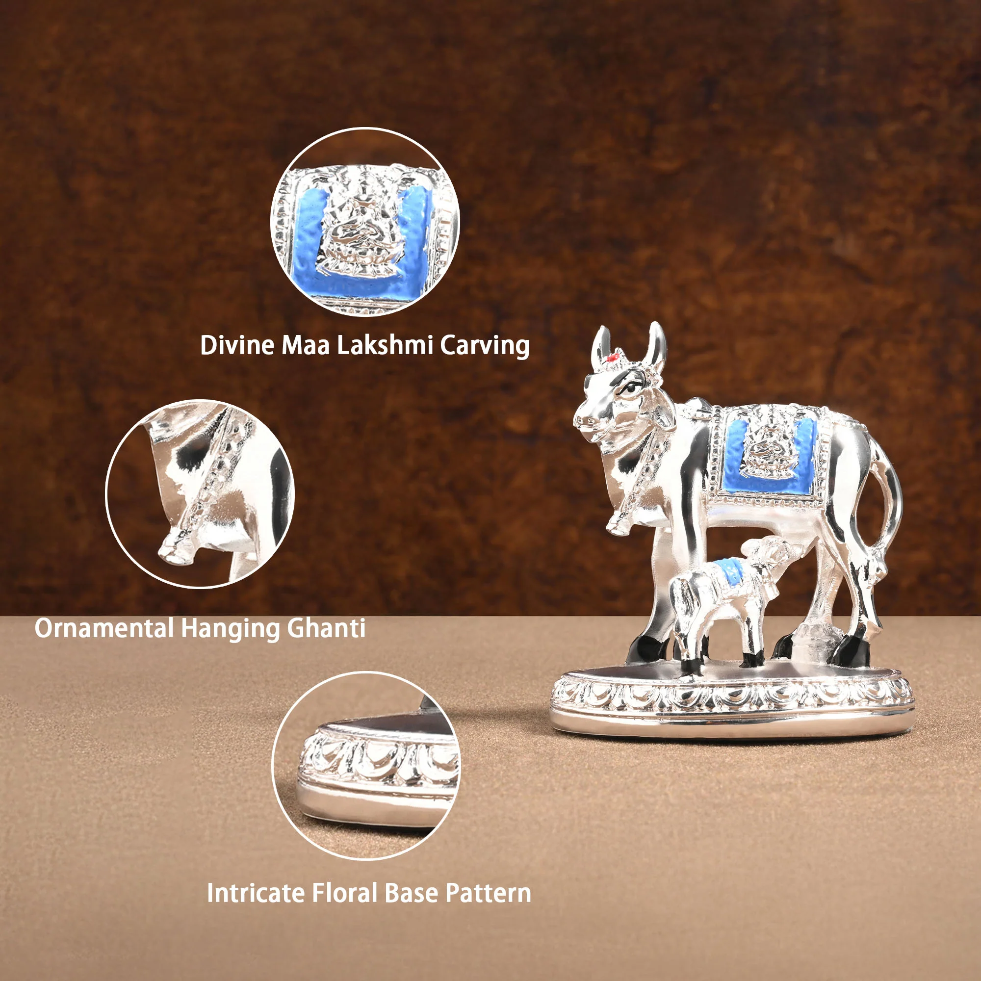 999 Silver Kamdhenu Showpiece - Image 3