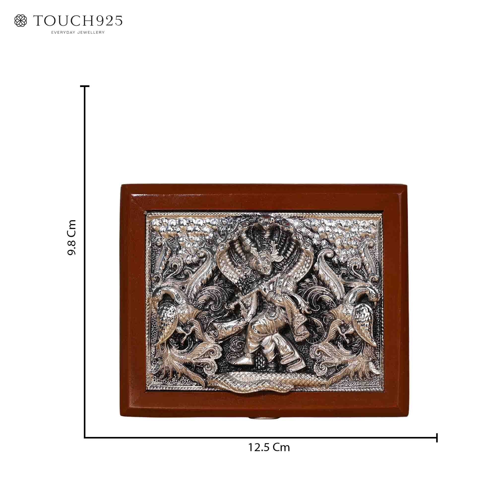 999 Silver Krishna Design Dry Fruit Gift Box - Image 6