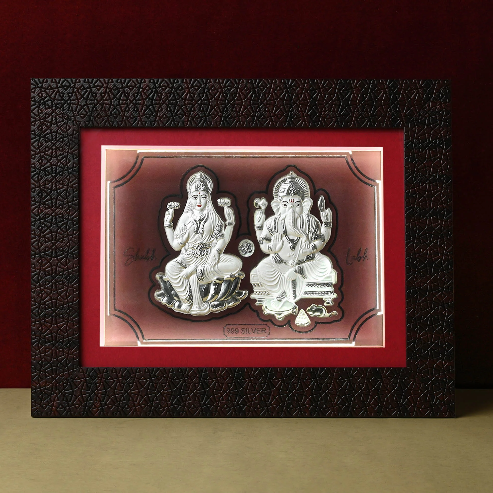 999 Silver Lakshmi Ganesh LED Frame