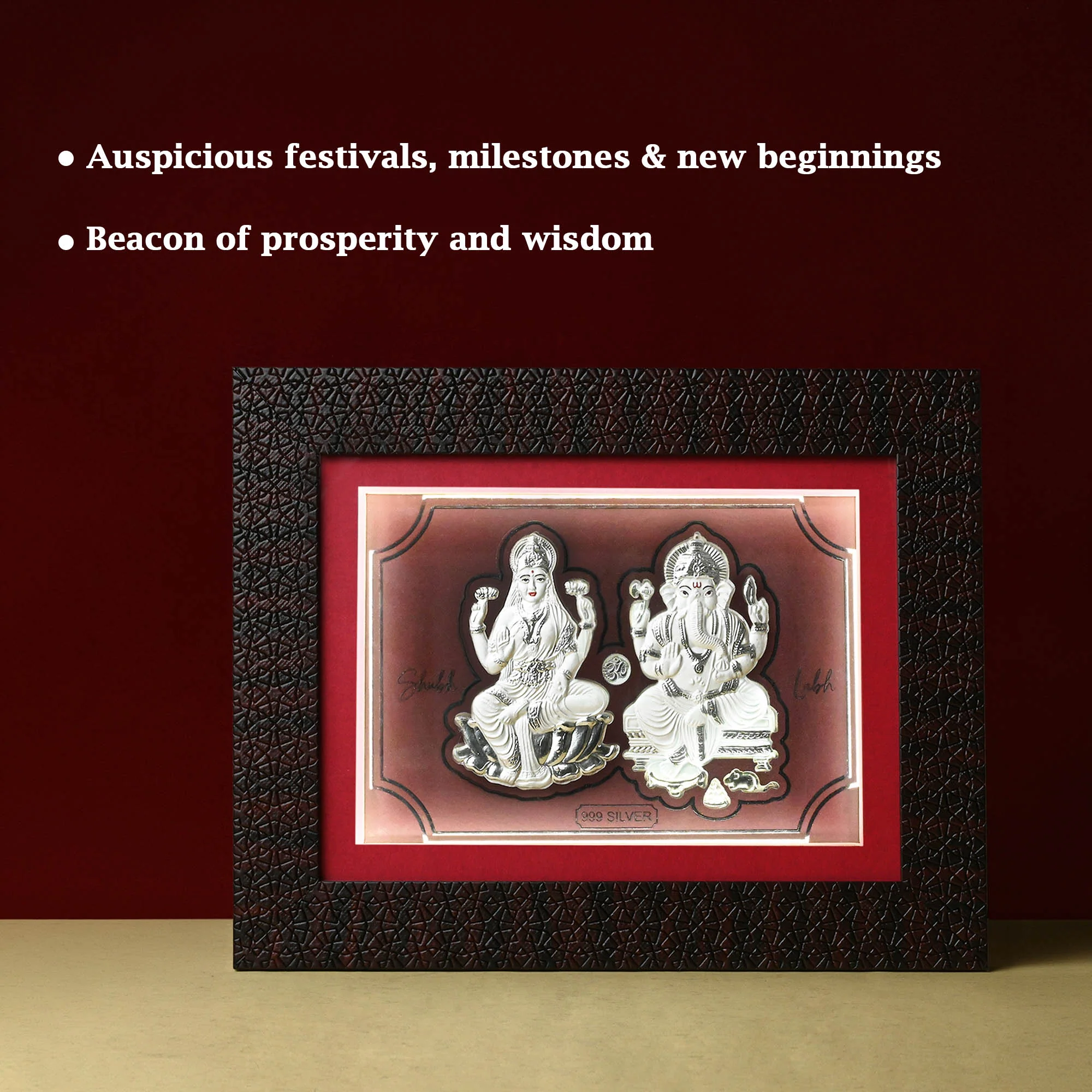 999 Silver Lakshmi Ganesh LED Frame - Image 2