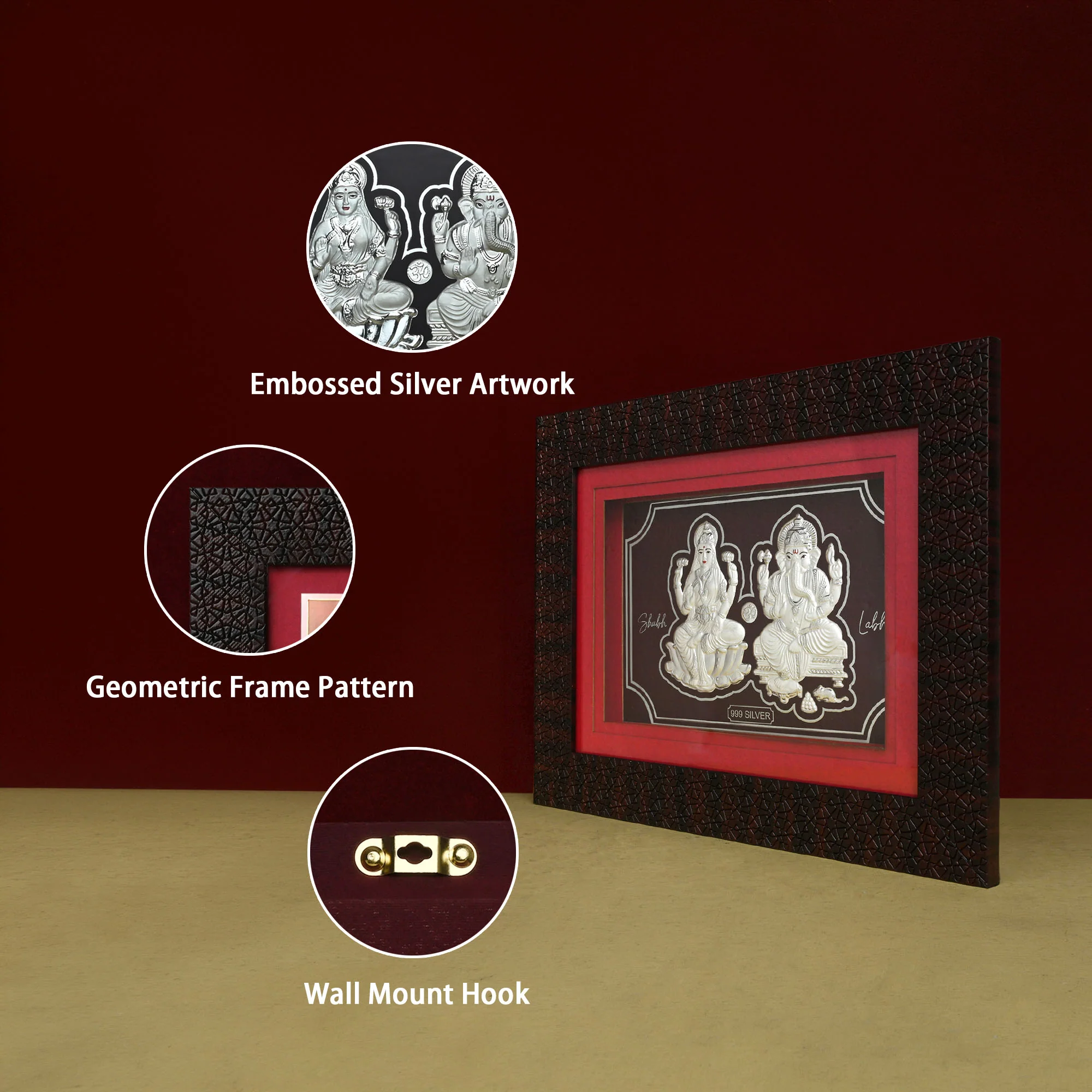 999 Silver Lakshmi Ganesh LED Frame - Image 3