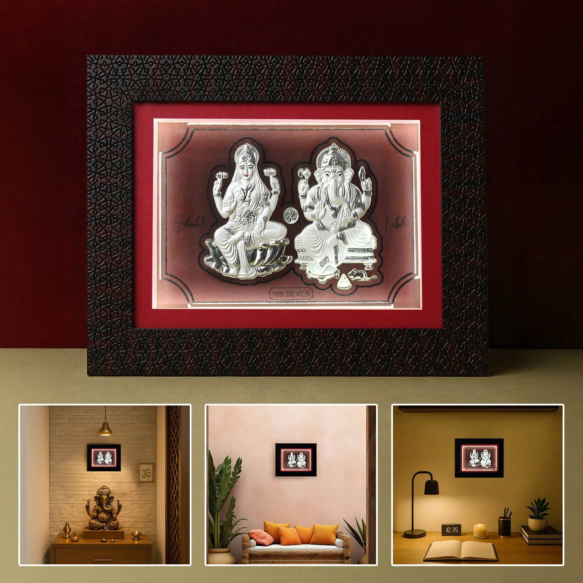999 Silver Lakshmi Ganesh LED Frame - Image 7