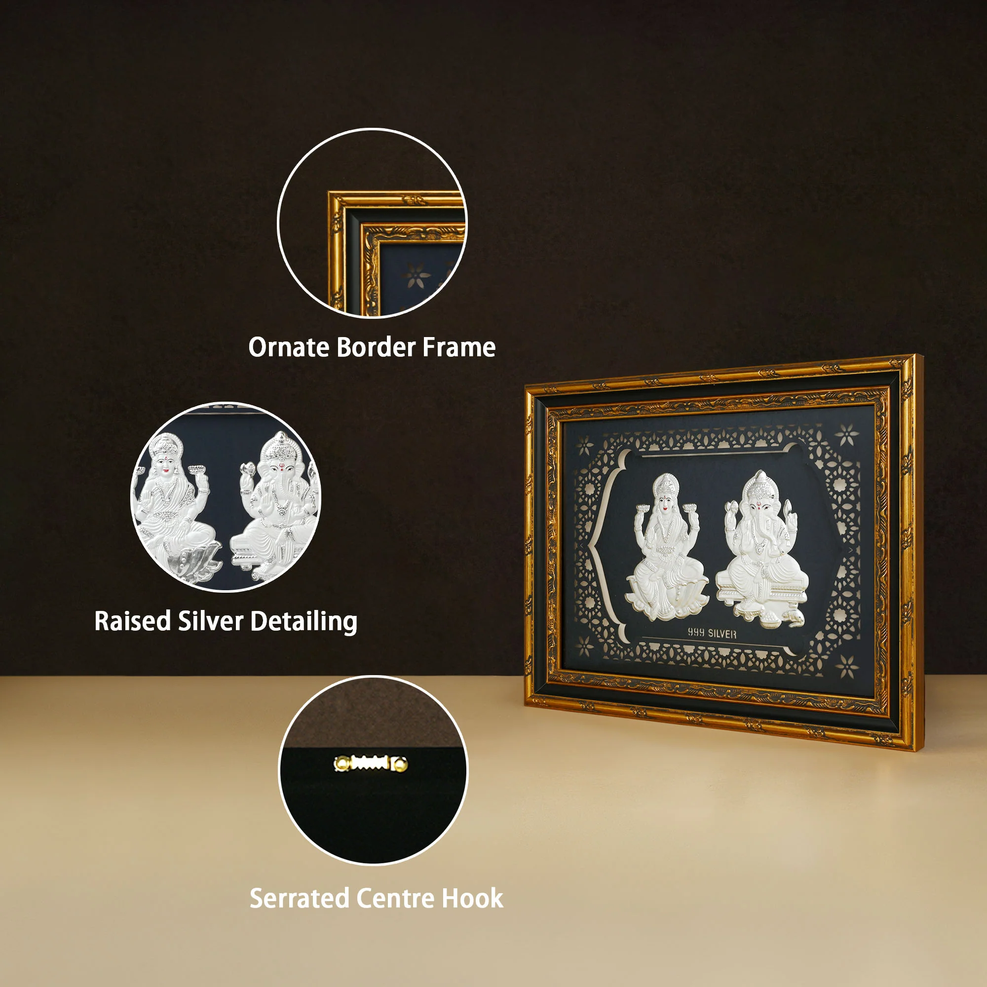 999 Silver Lakshmi Ganesh Frame - Image 3