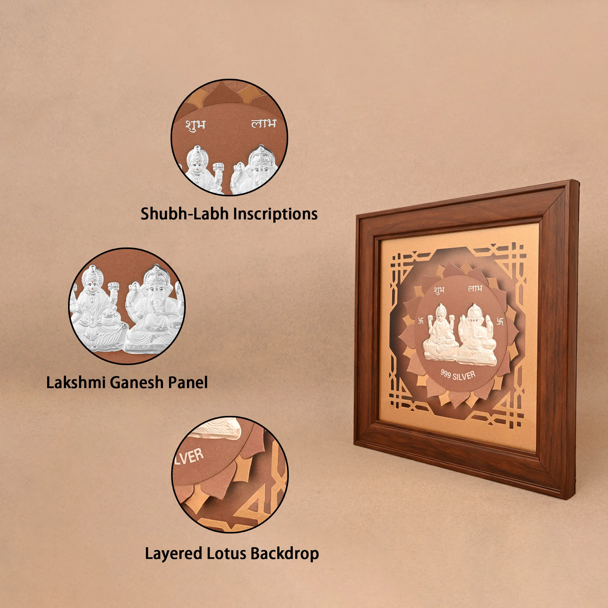 999 Silver Lakshmi Ganesh Frame - Image 3