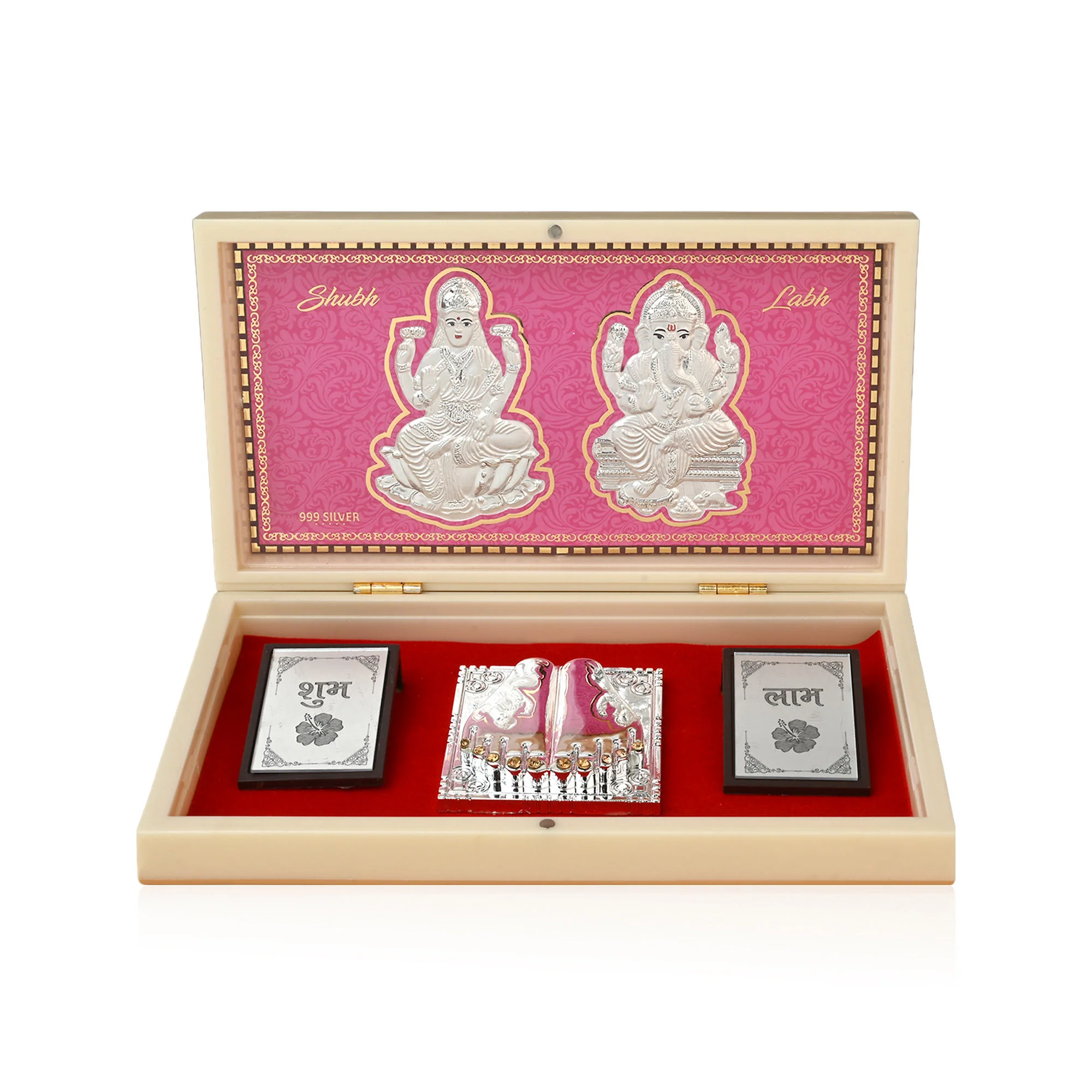999 Silver Lakshmi Ganesh Paduka Box - Image 4