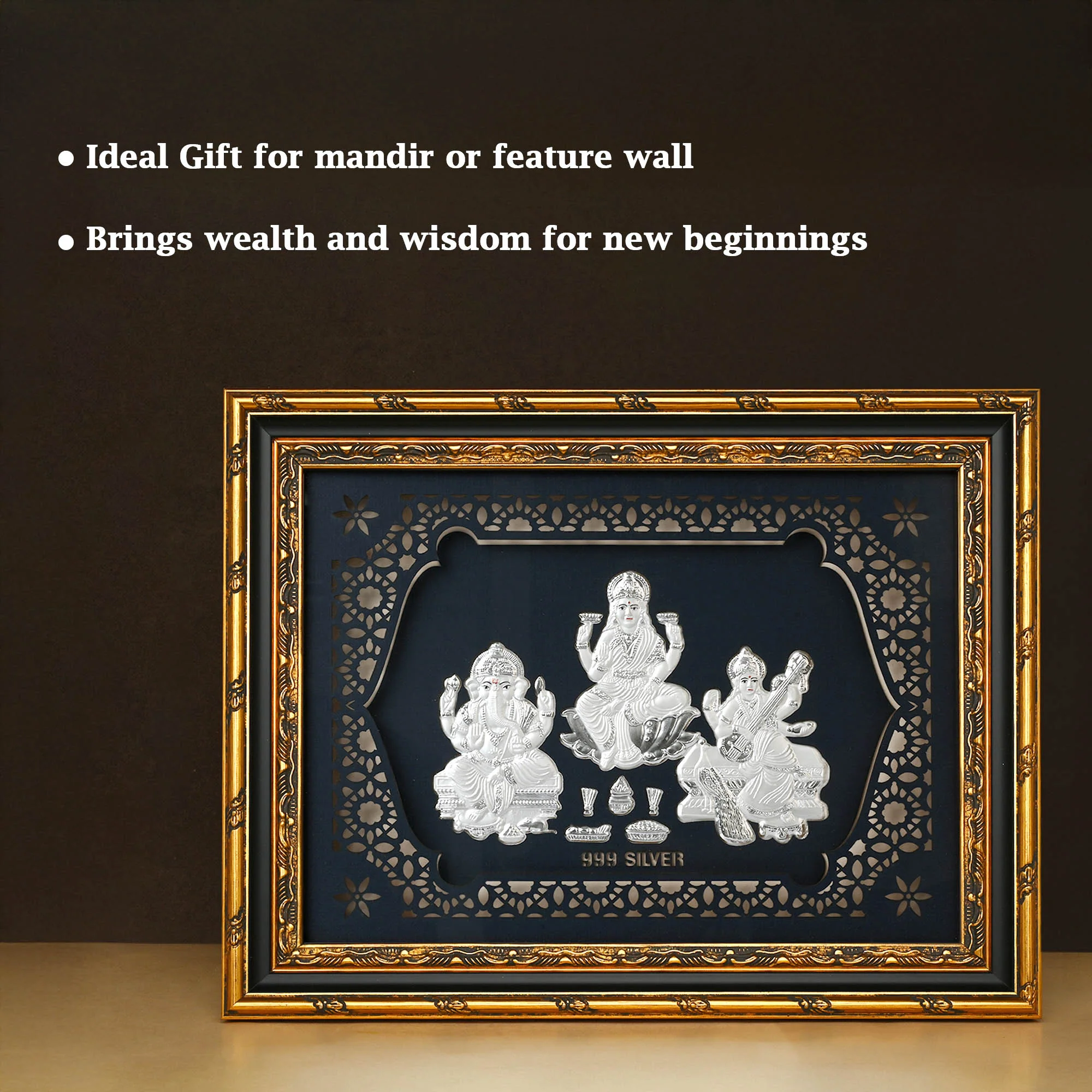 999 Silver Lakshmi Ganesh Saraswati Frame - Image 2