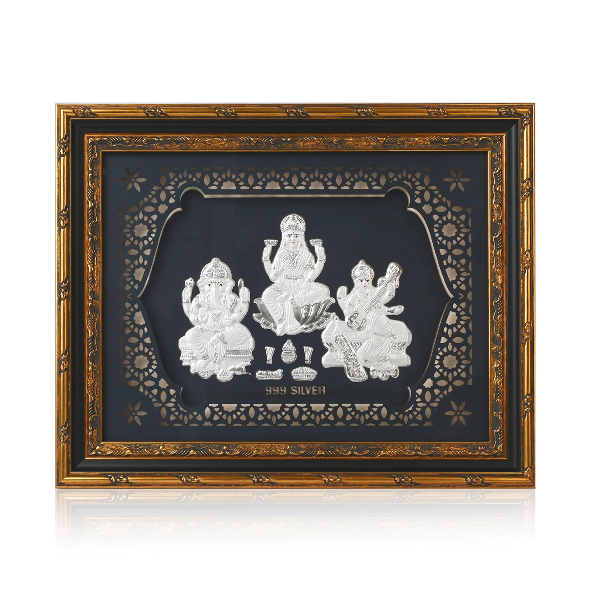 999 Silver Lakshmi Ganesh Saraswati Frame - Image 4
