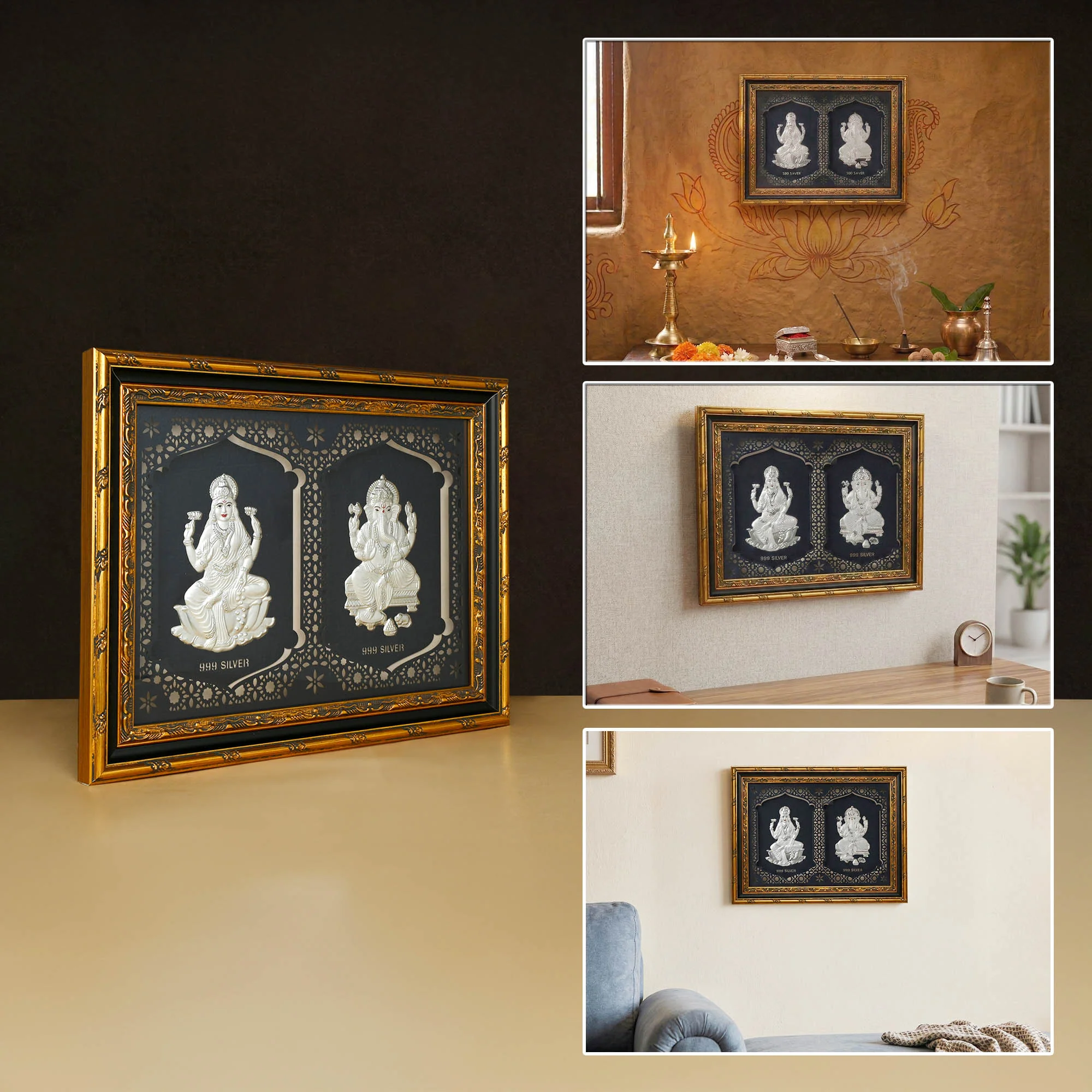 999 Silver Lakshmi Ganesh Wall Frame - Image 6