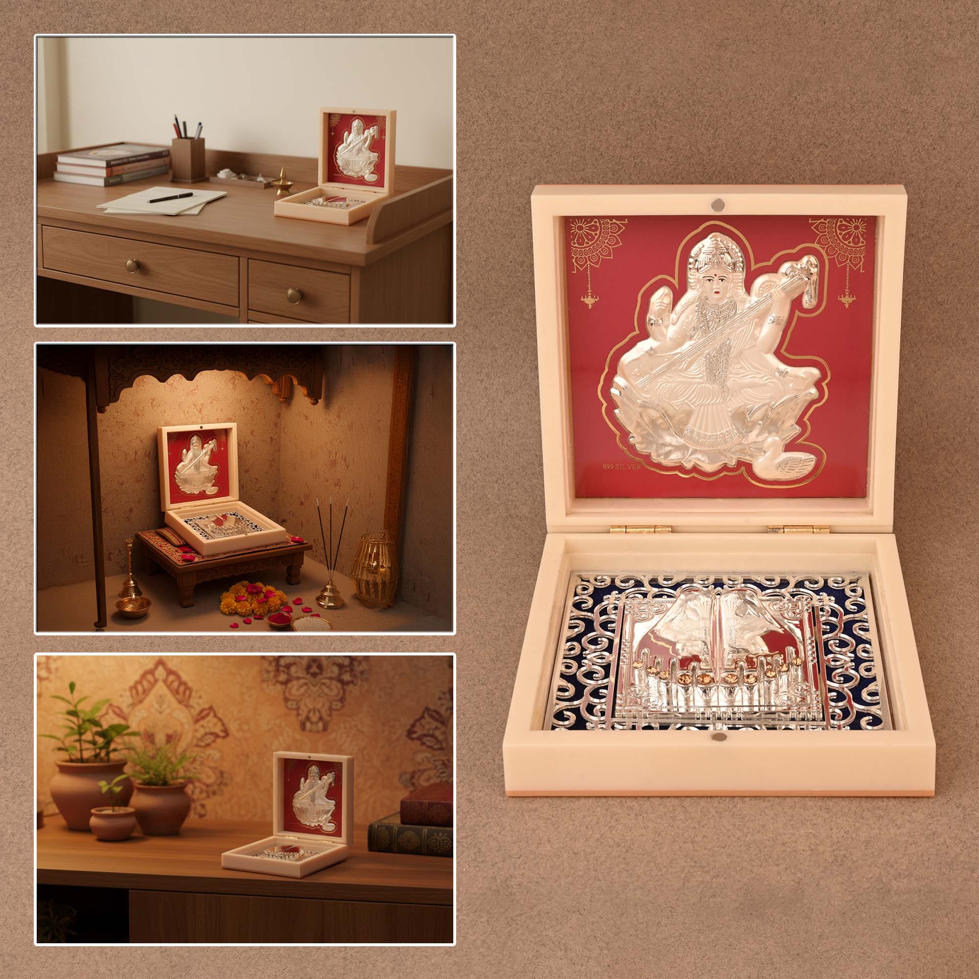 999 Silver Maa Saraswati Paduka Gift Box - Image 6