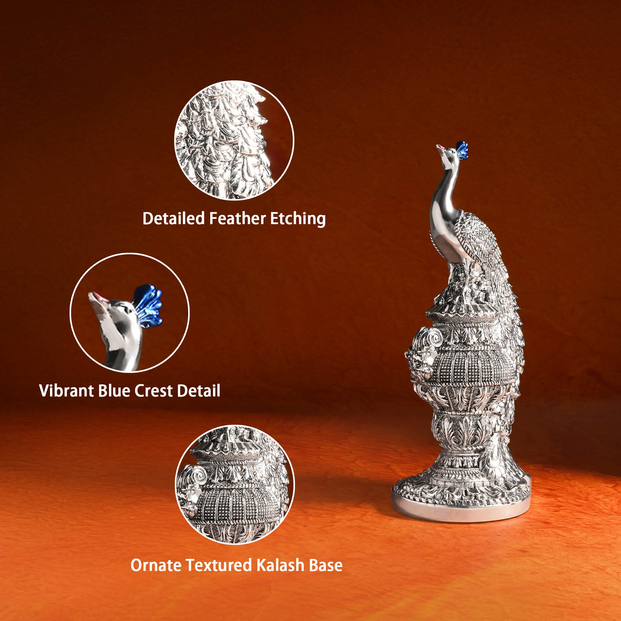 999 Silver Peacock Showpiece - Image 3