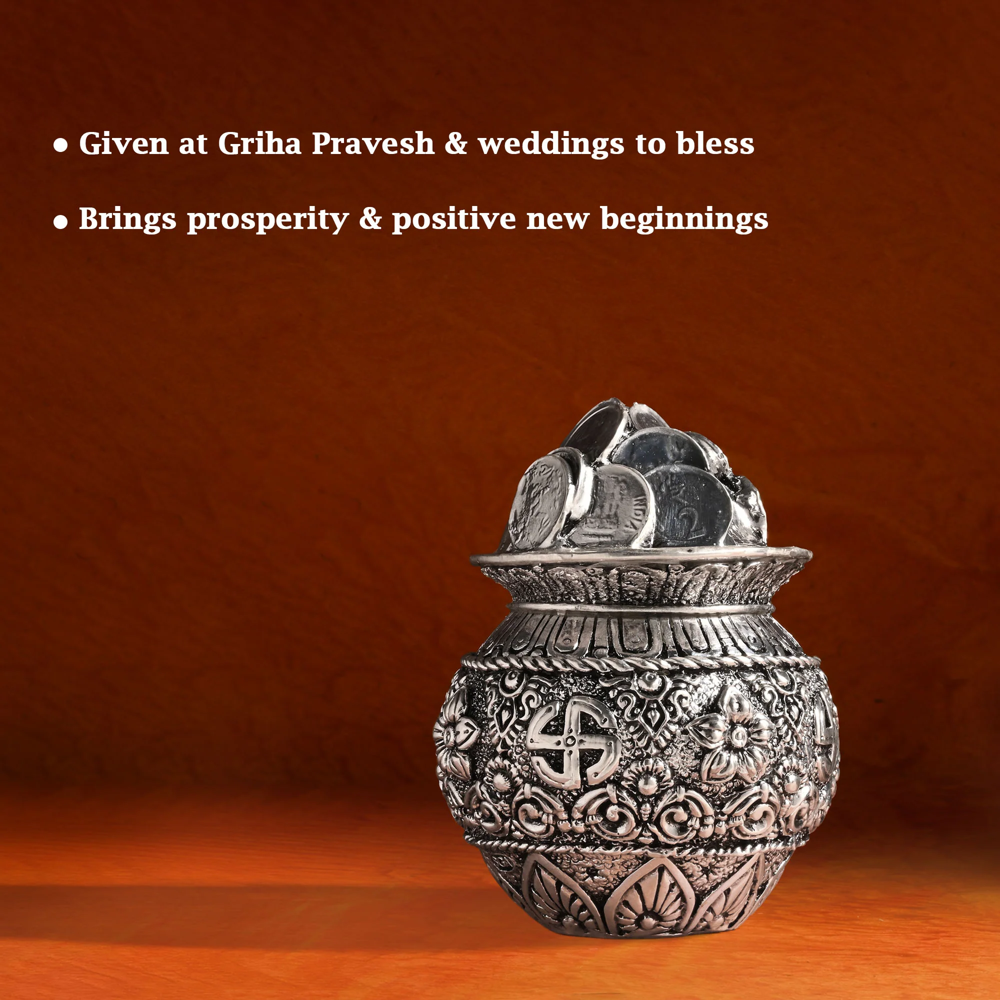 999 Silver Plated Dhan Kalash - Image 2