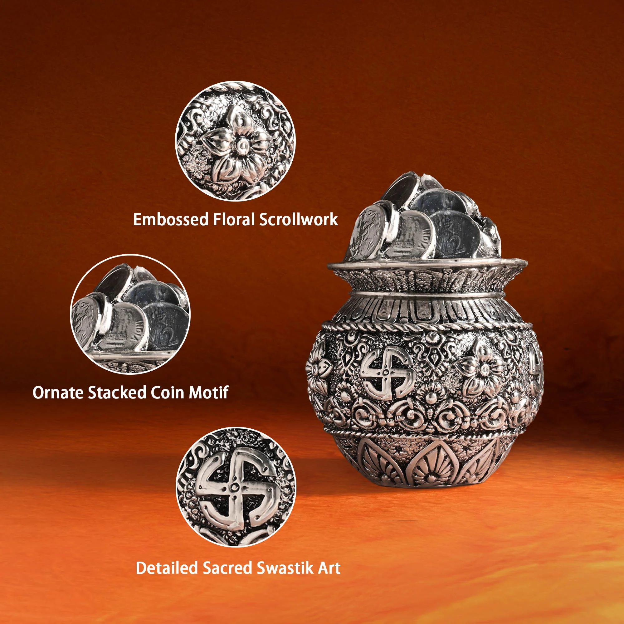 999 Silver Plated Dhan Kalash - Image 3