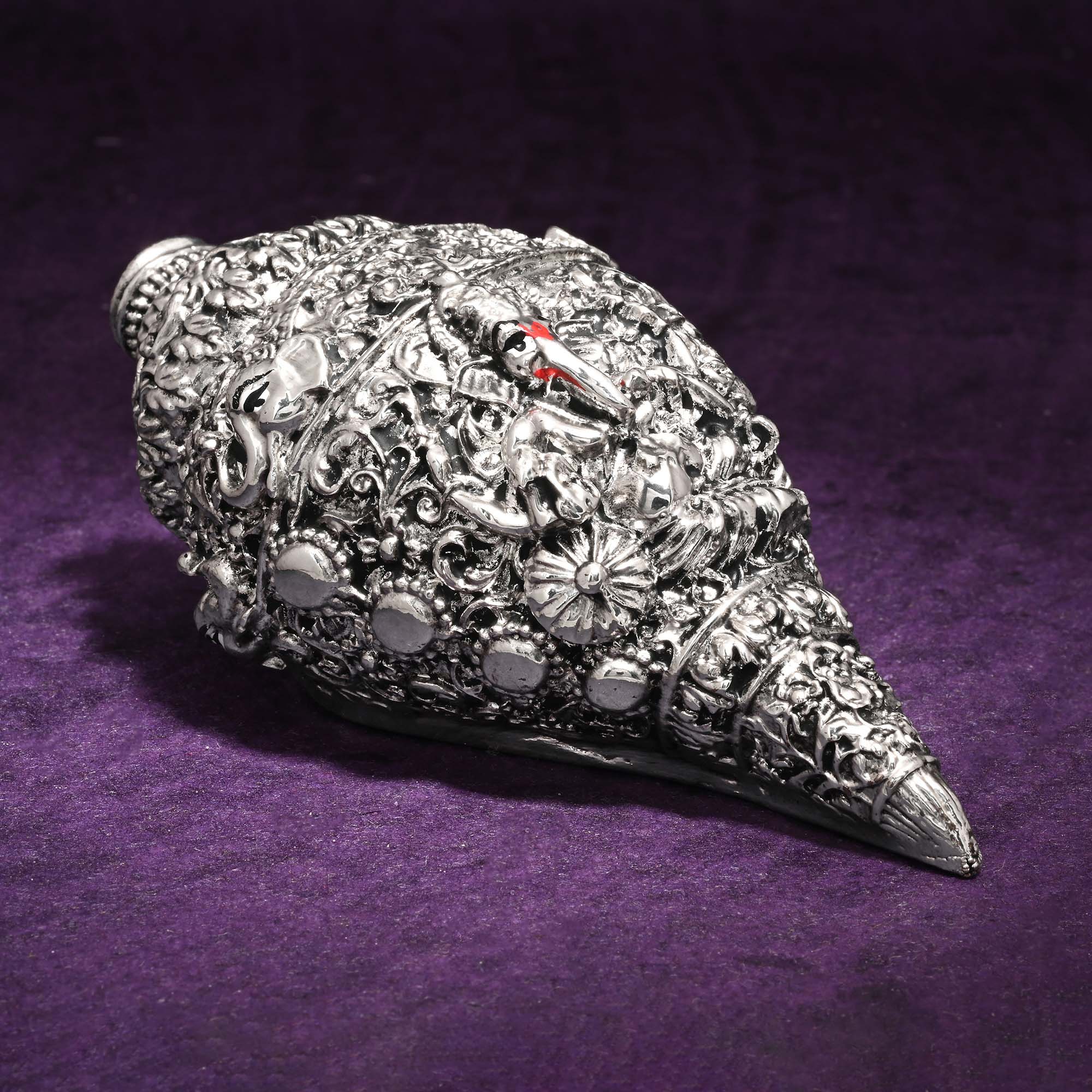 999 Silver Plated Ganesha Shankh