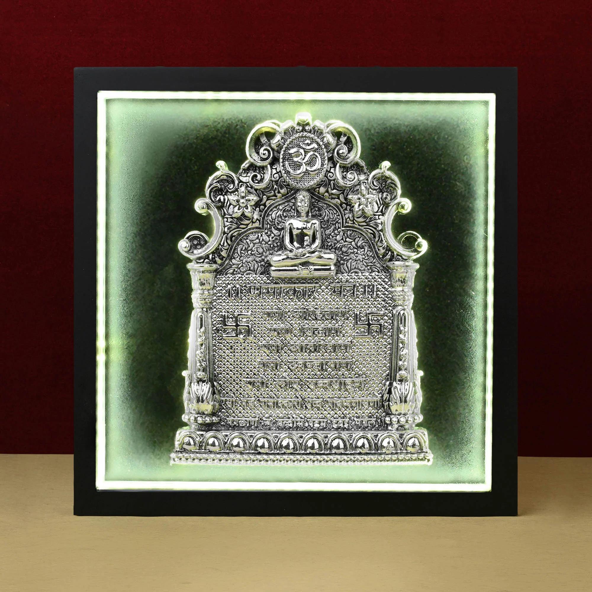 999 Silver Plated Jain Navkar LED Frame