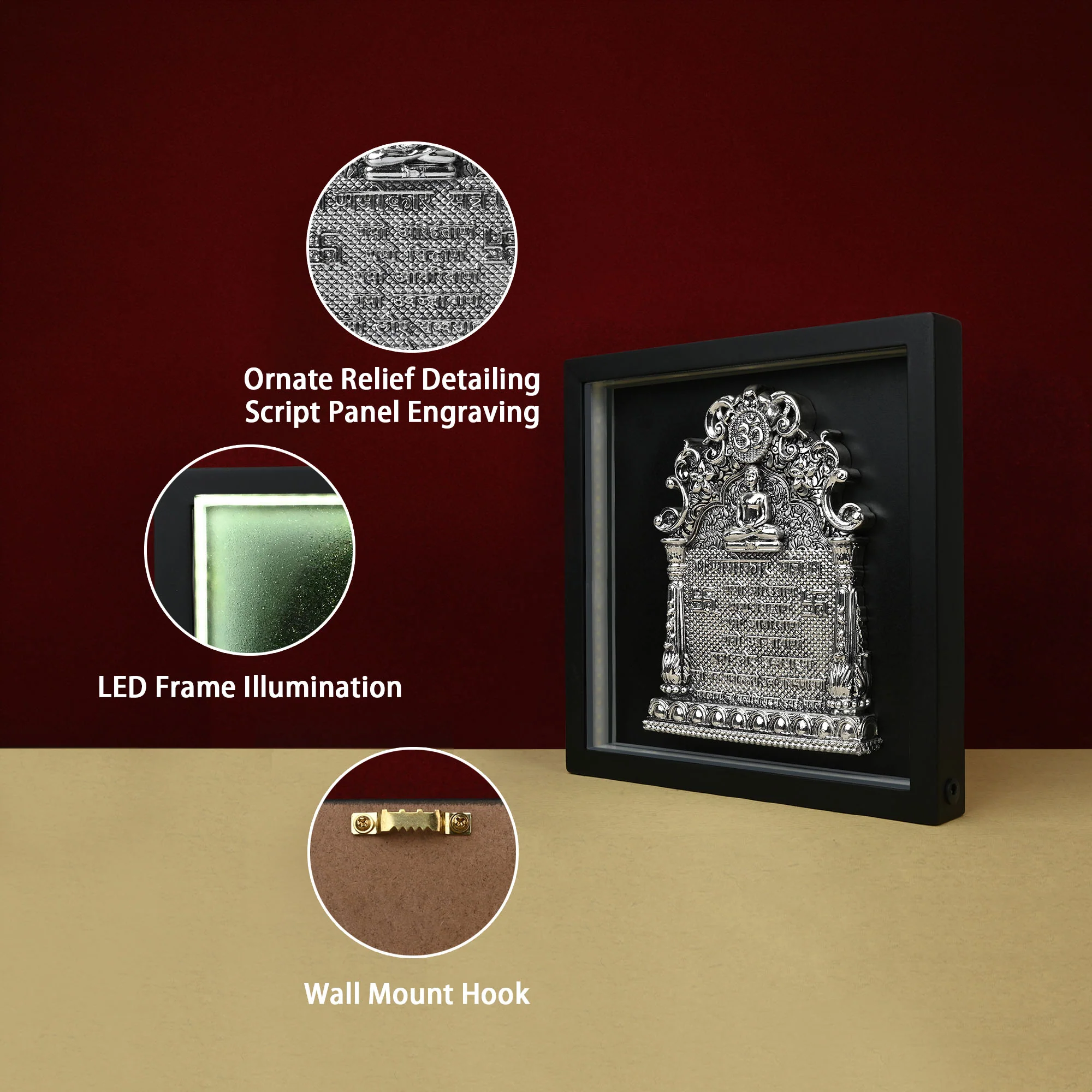 999 Silver Plated Jain Navkar LED Frame - Image 3
