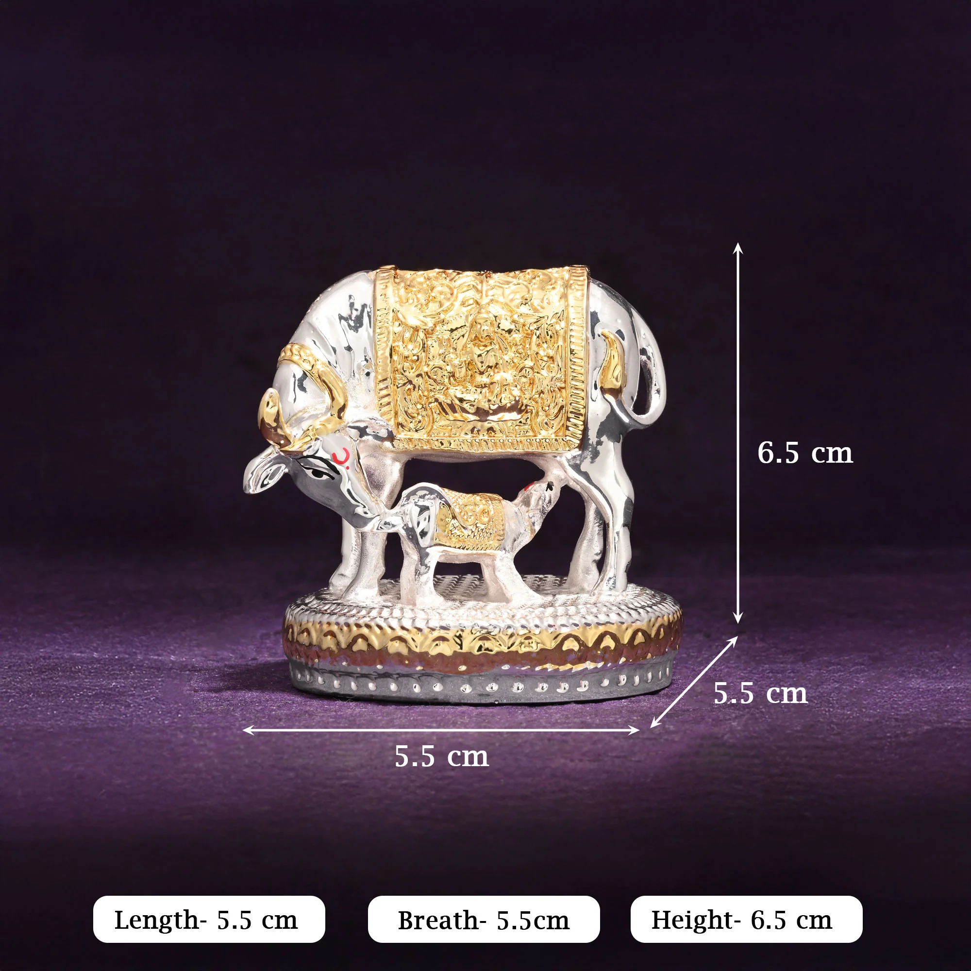 999 Silver Plated Kamdhenu Idol - Image 5