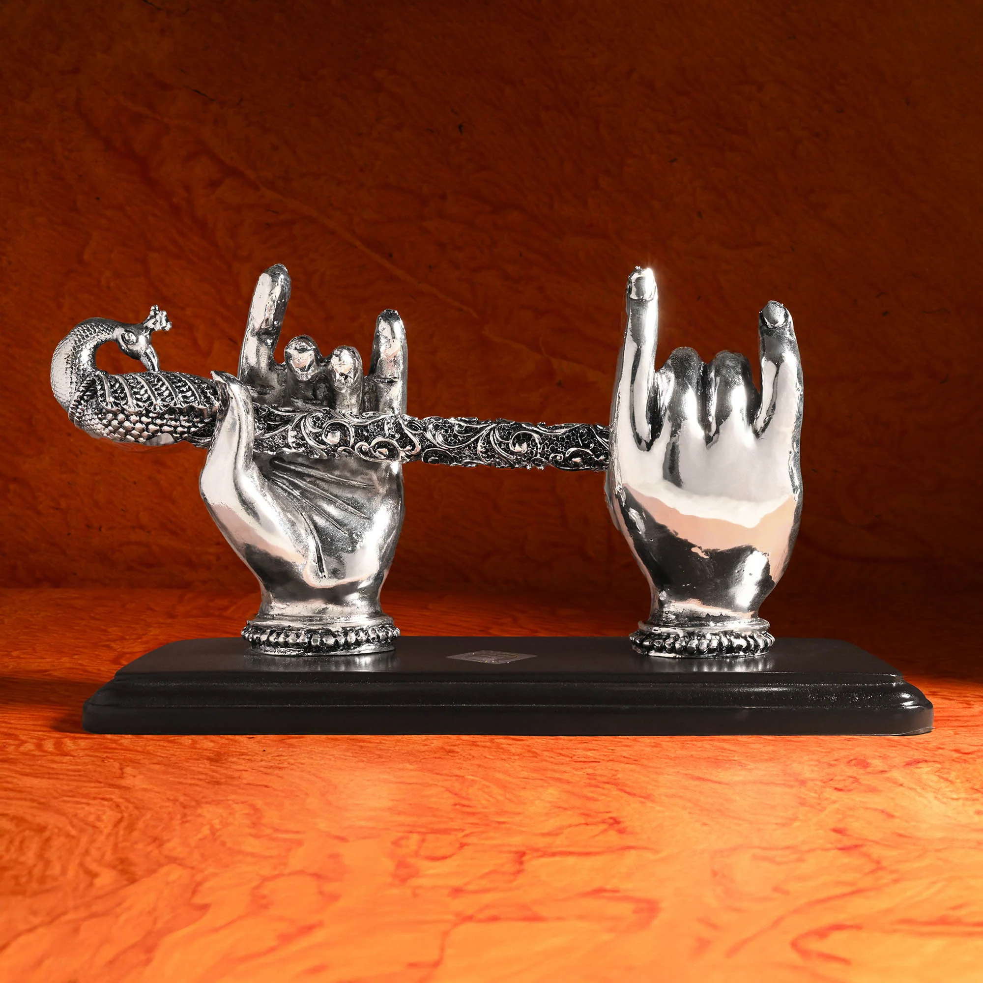 999 Silver Plated Krishna Bansuri Figurine
