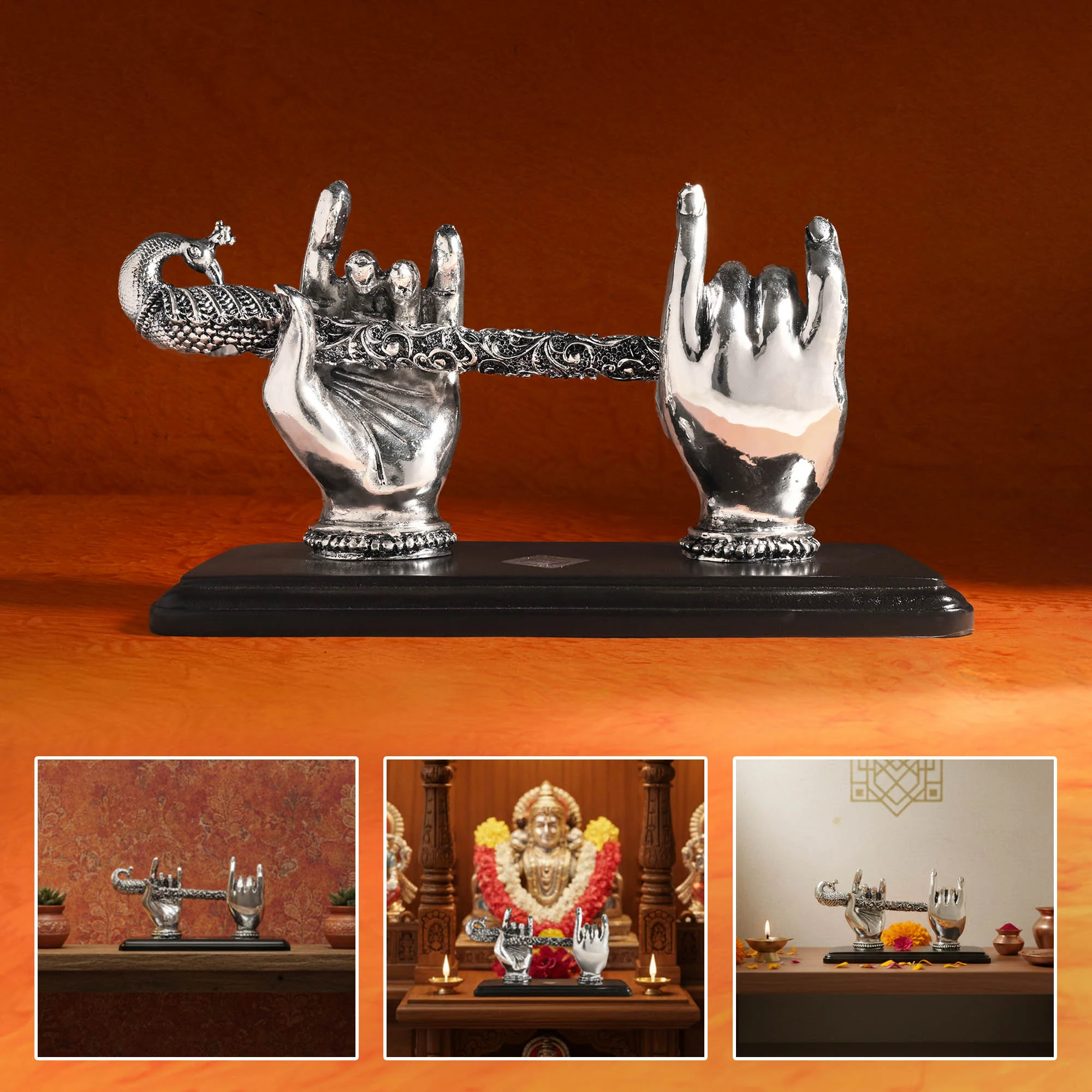 999 Silver Plated Krishna Bansuri Figurine - Image 6