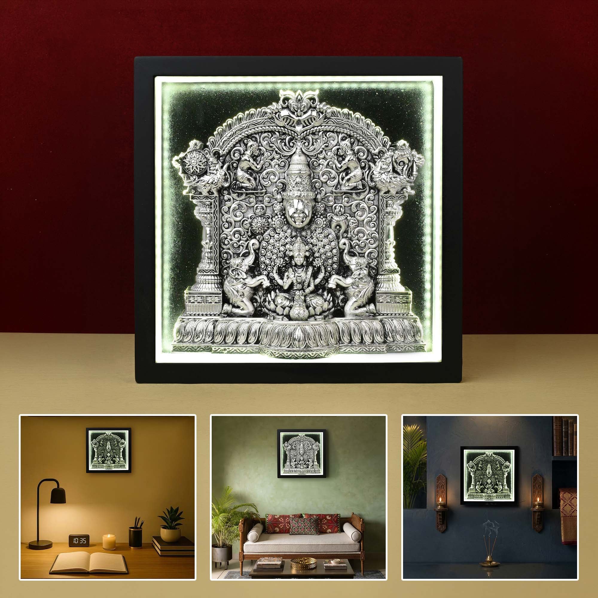 999 Silver Lakshmi Venkateshwar LED Frame - Image 7