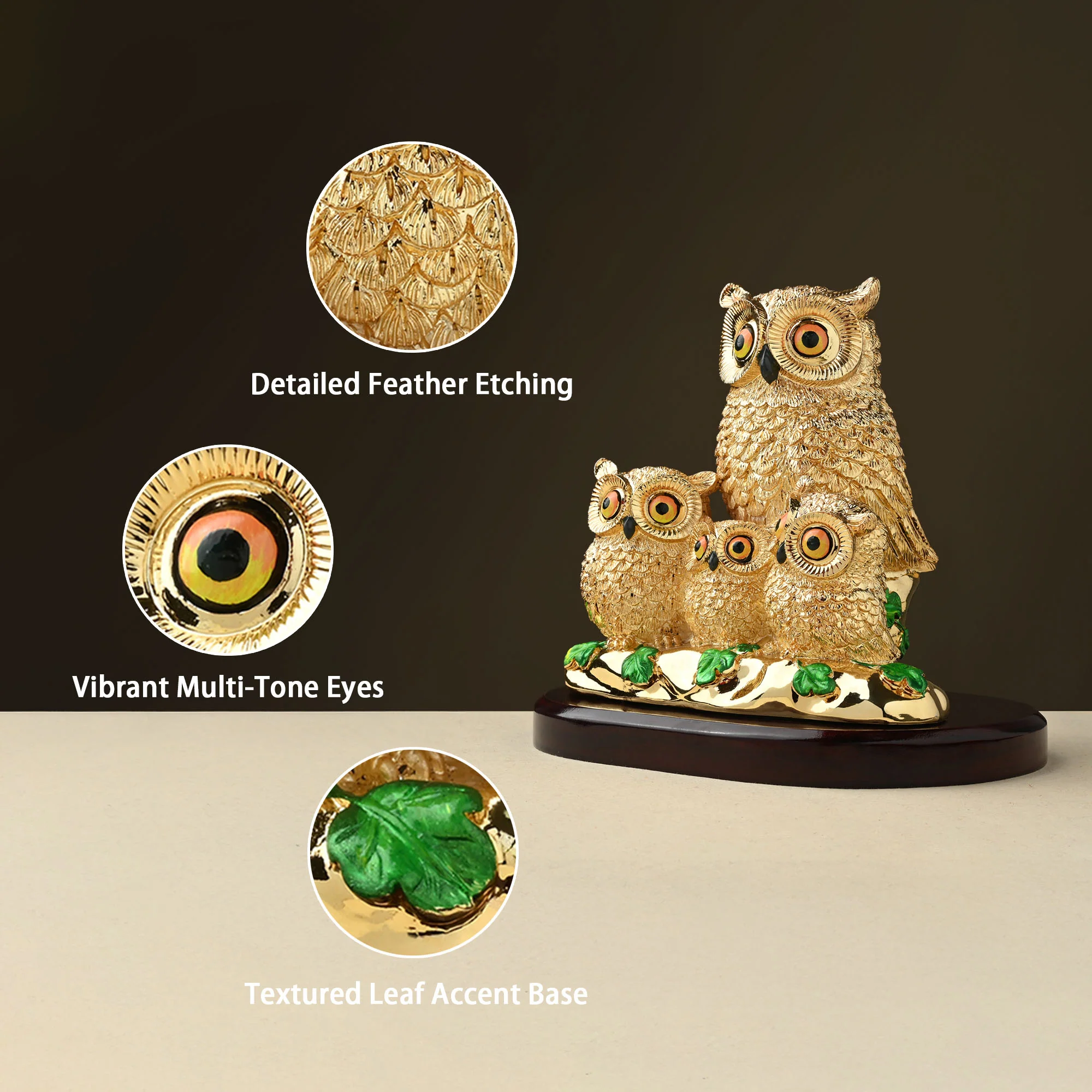 999 Silver Plated Owl Family Figurine - Image 3