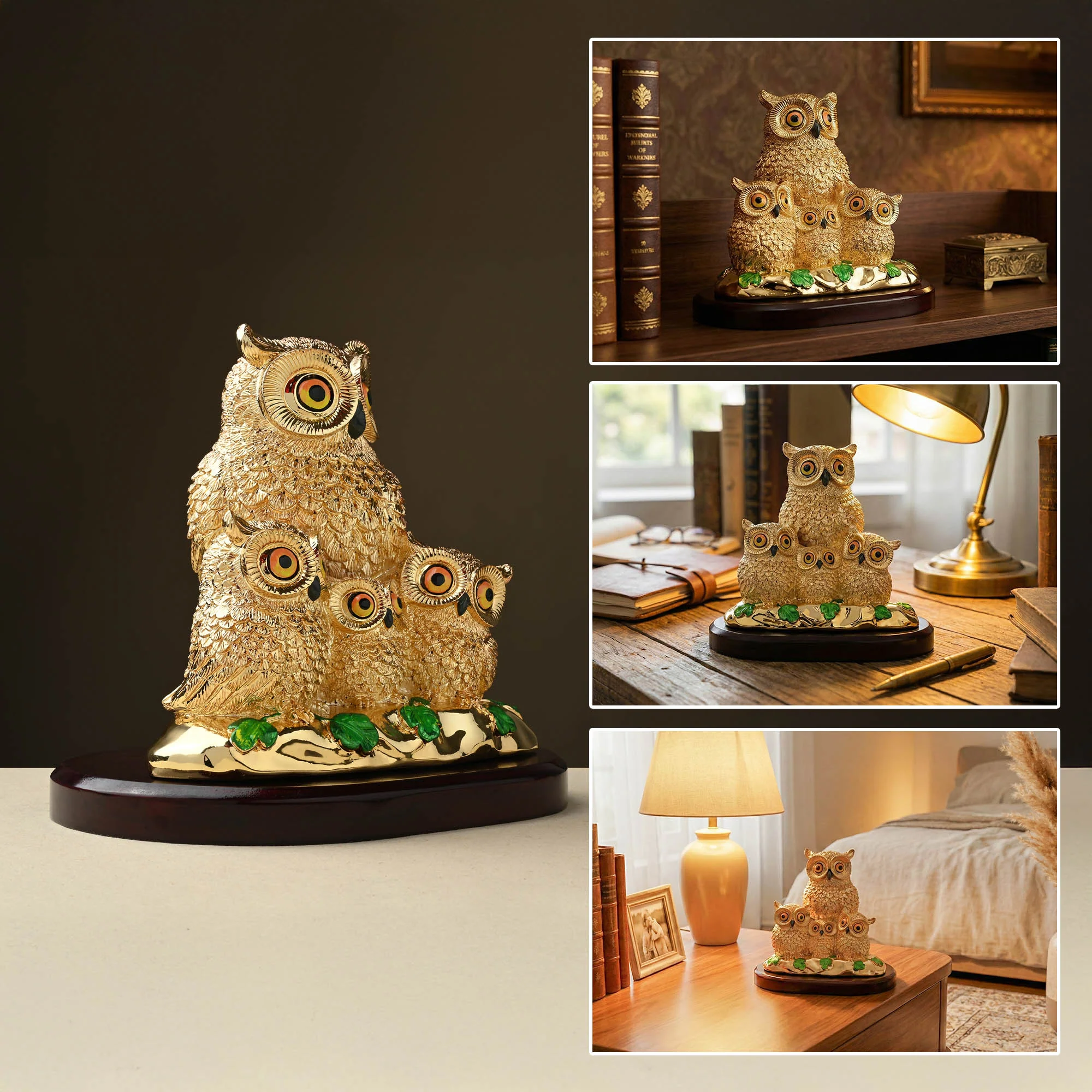 999 Silver Plated Owl Family Figurine - Image 6