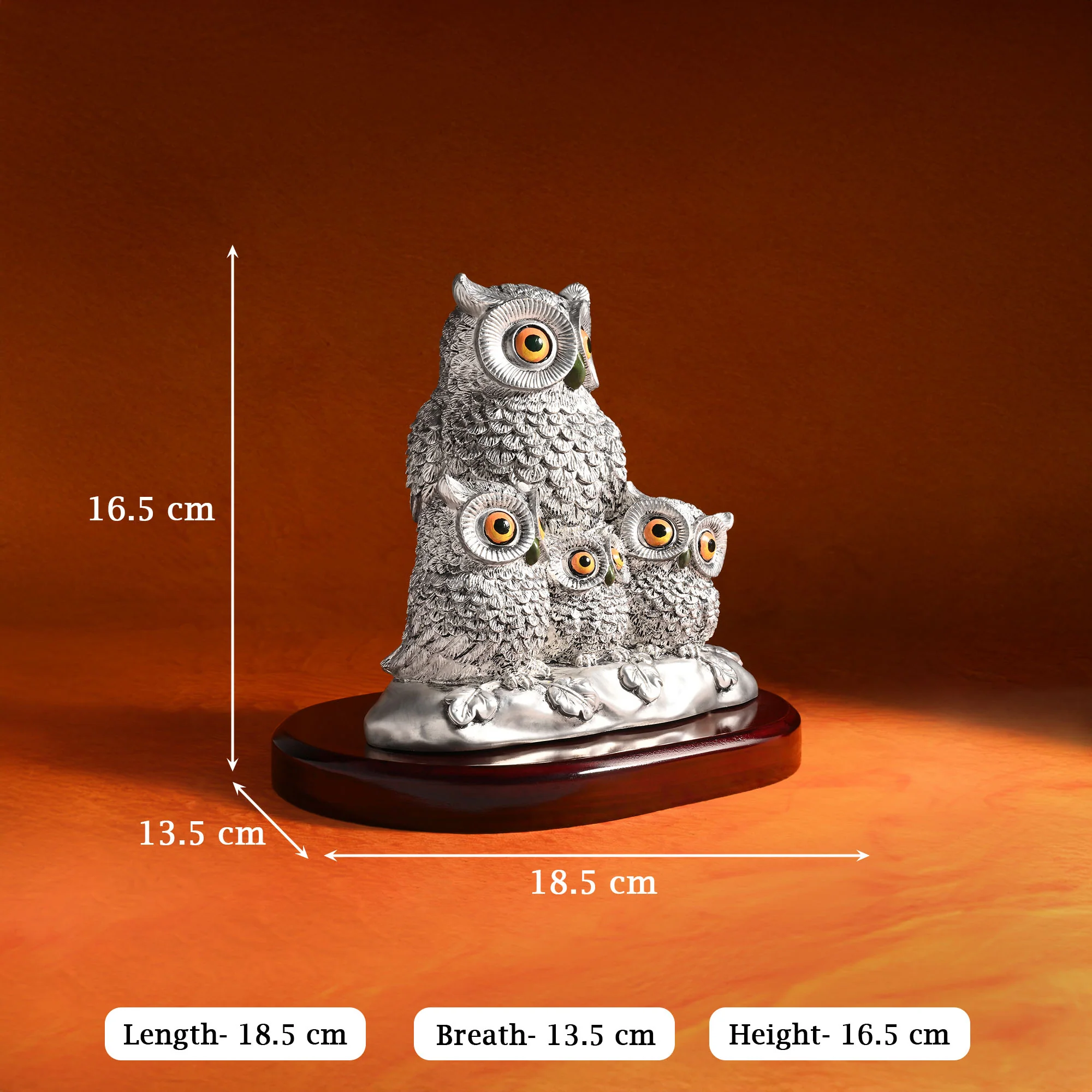 999 Silver Plated Owl Family Showpiece - Image 5