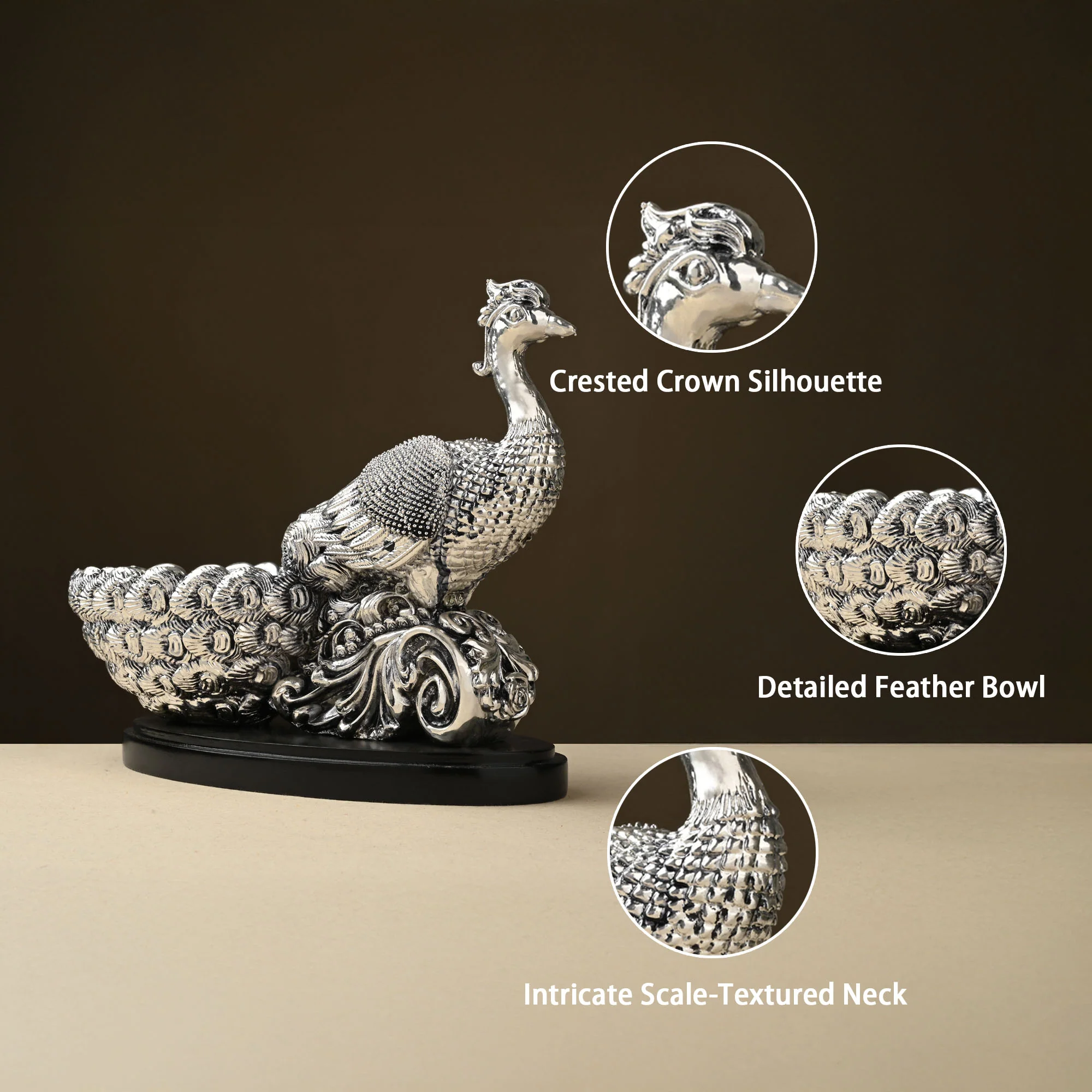 999 Silver Plated Peacock Bowl - Image 3