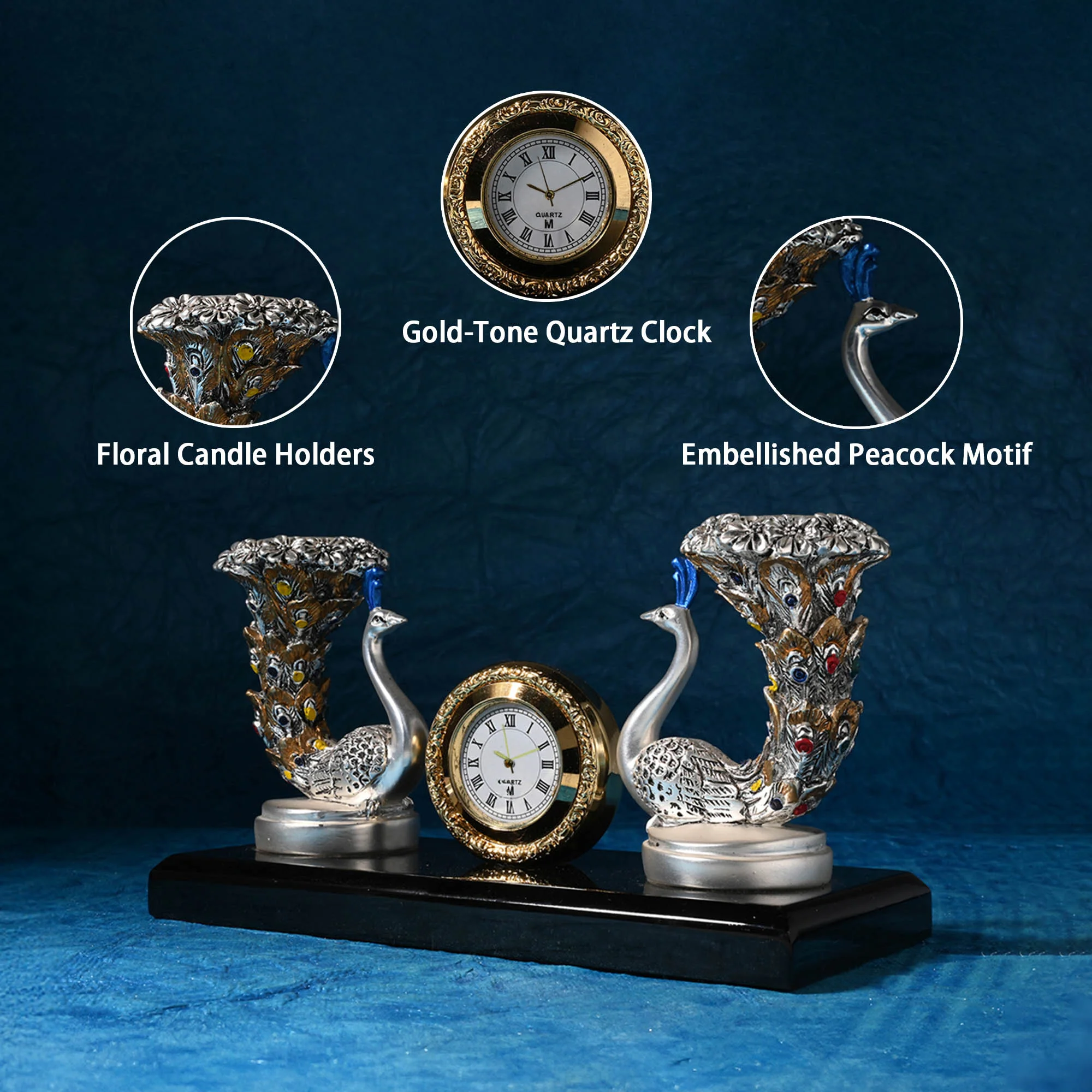 999 Silver Plated Peacock Candle Stand - Image 3