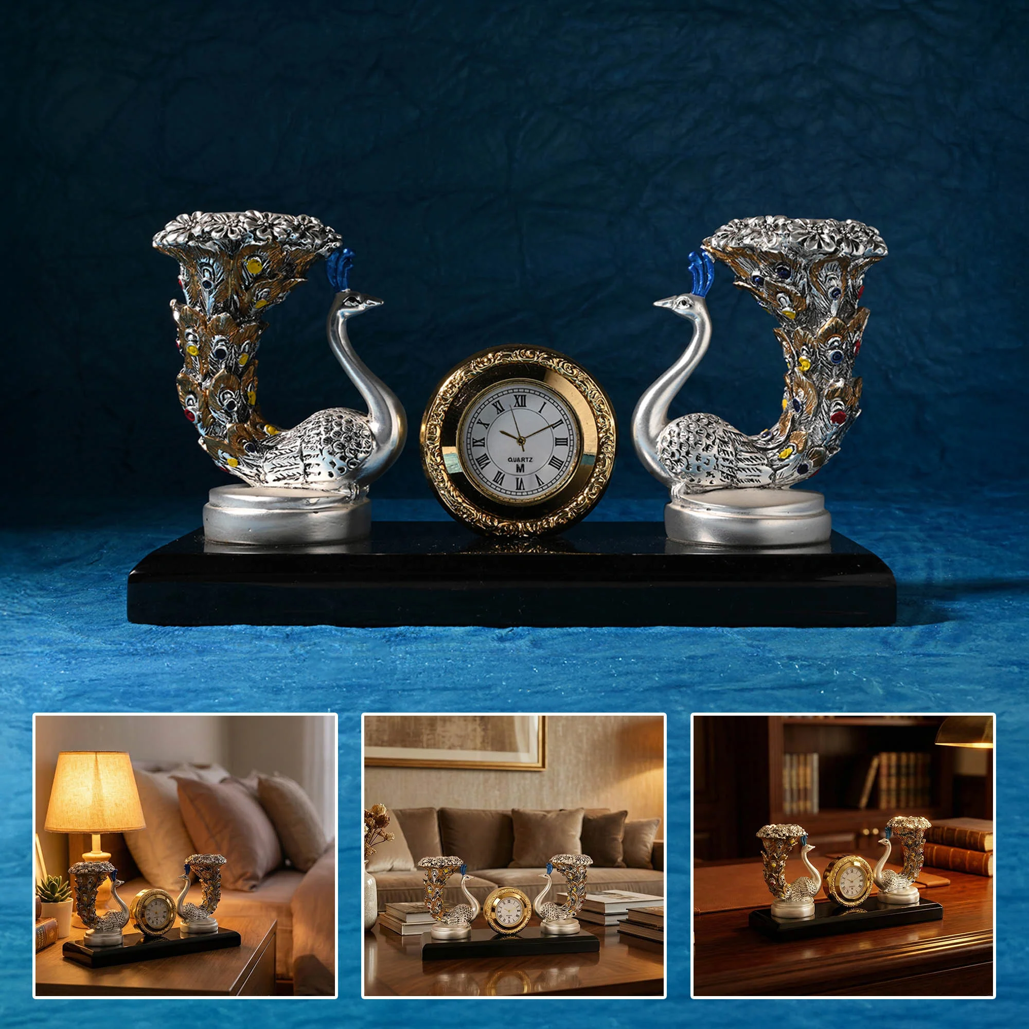 999 Silver Plated Peacock Candle Stand - Image 6