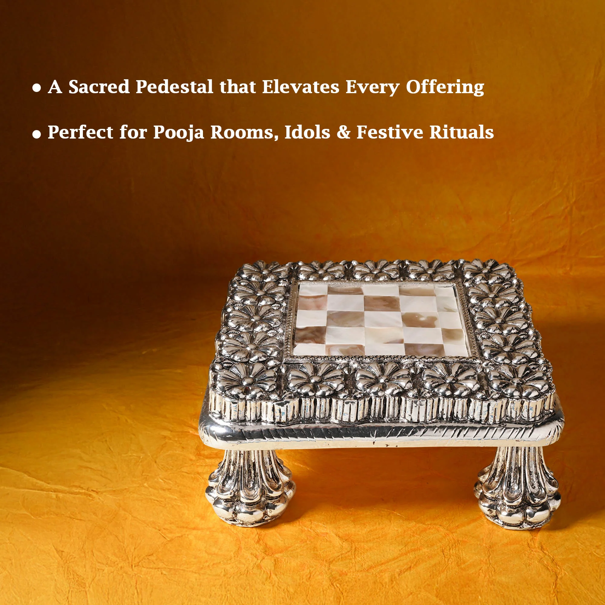 999 Silver Plated Pooja Chowki - Image 2