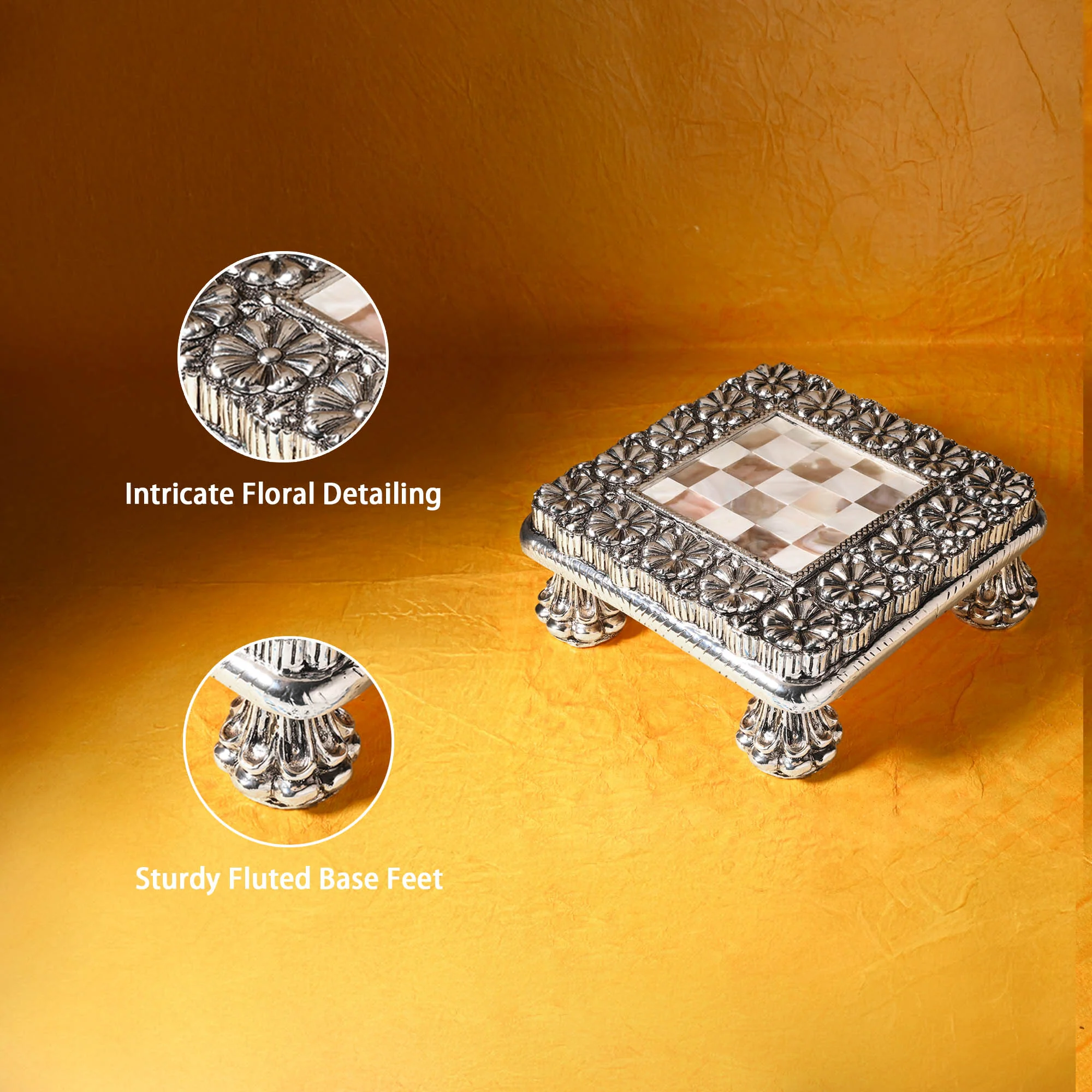 999 Silver Plated Pooja Chowki - Image 3