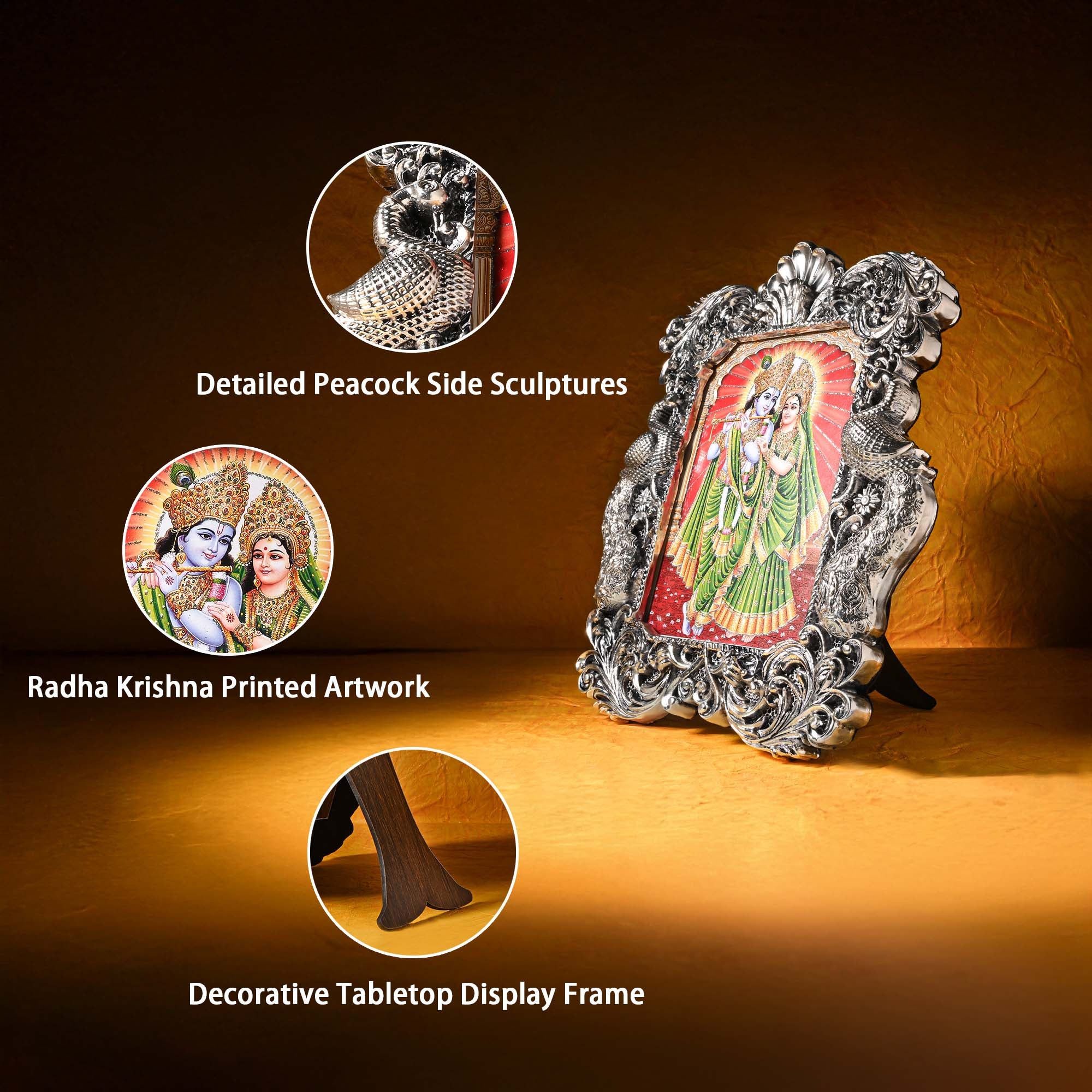 999 Silver Plated Radha Krishna Frame - Image 3