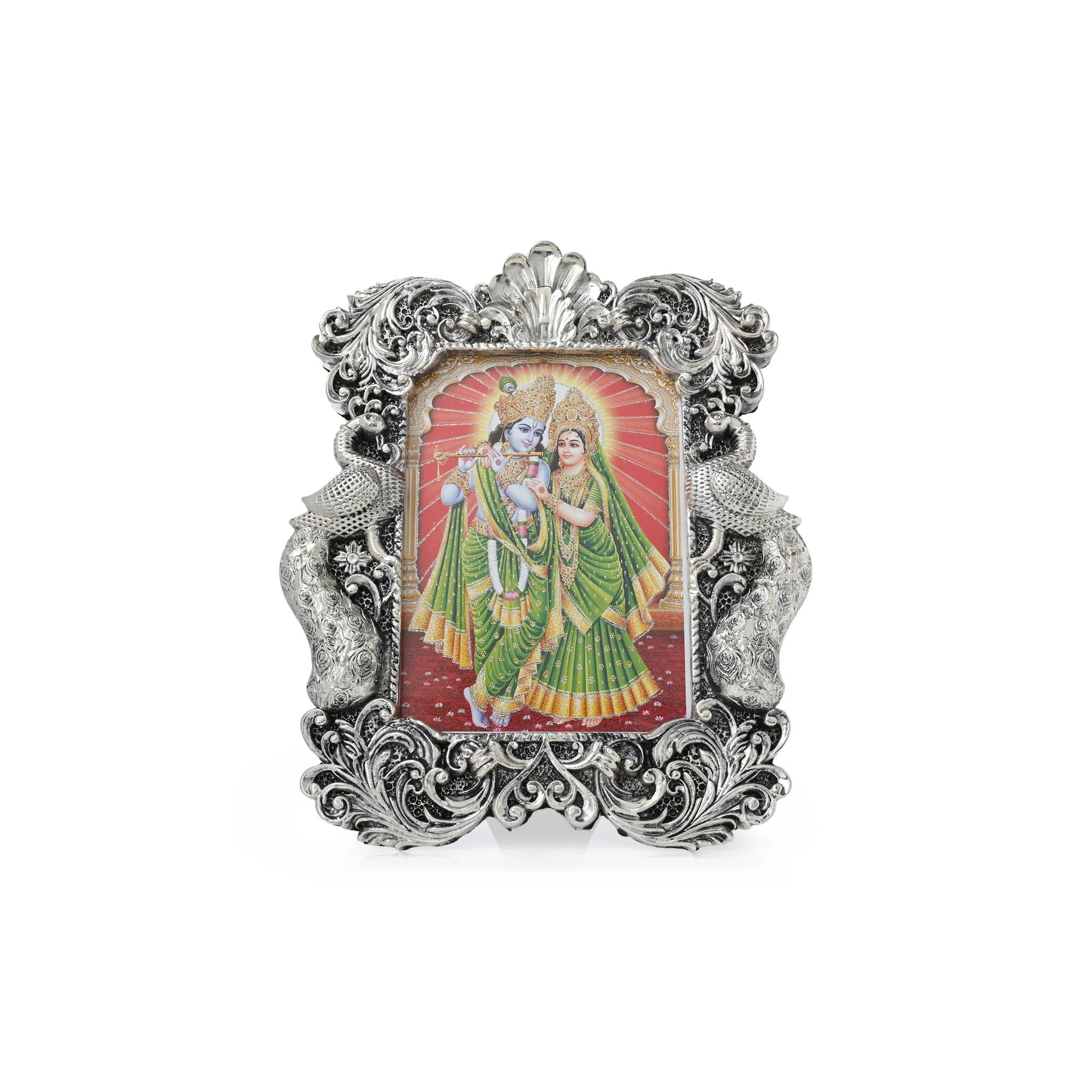 999 Silver Plated Radha Krishna Frame - Image 4